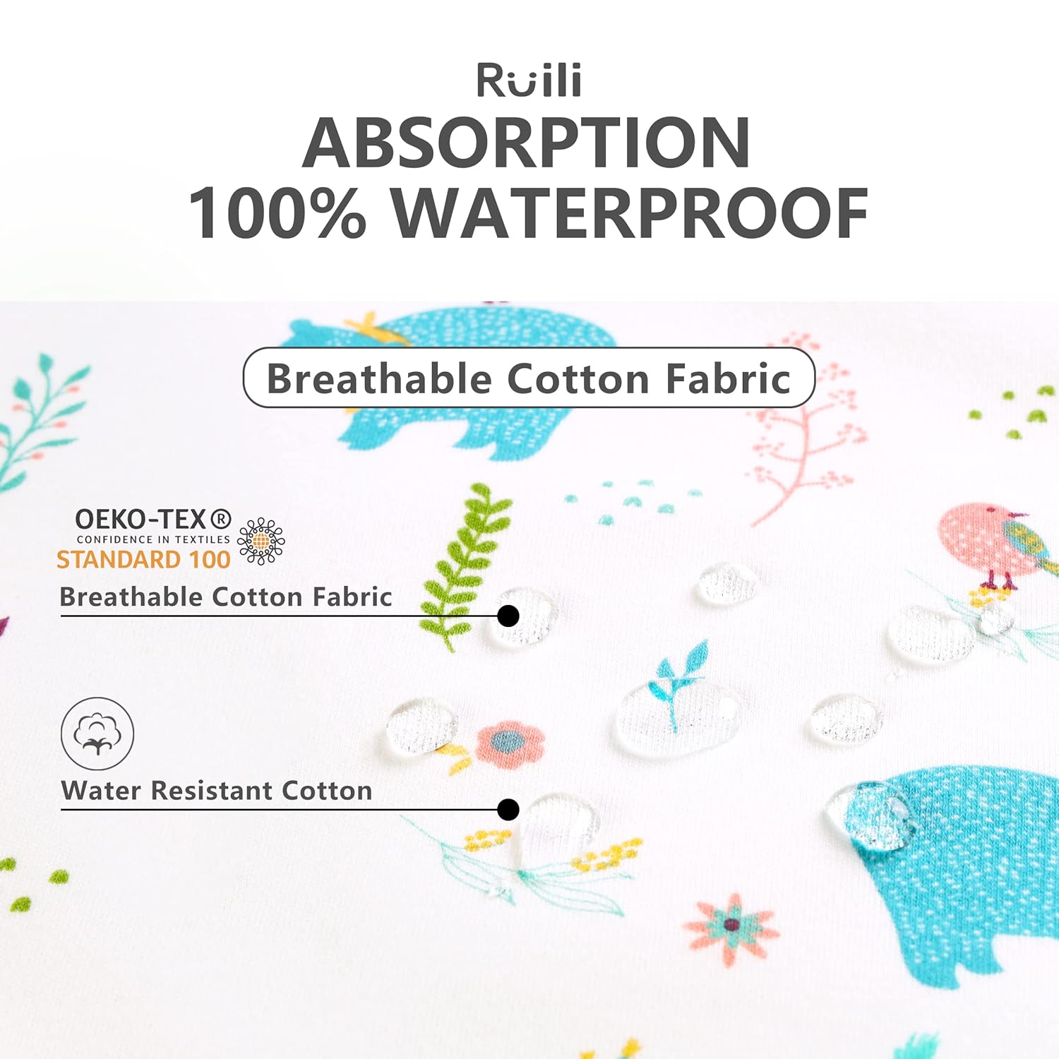 RUILI Cambiador de pañales impermeable para bebé, algodón suave reutilizable, tapete cambiador absorbente portátil para niñas, niños y mujeres