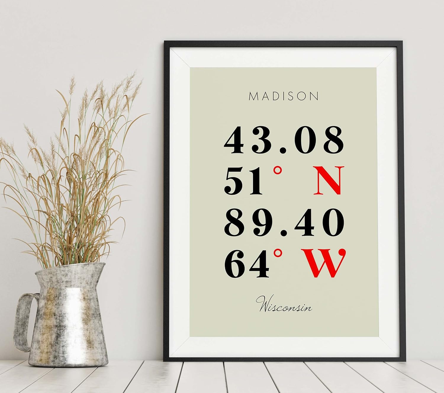 Mapa de Madison, Wisconsin, Coordenadas Multilíneas de Colores (12×16)
