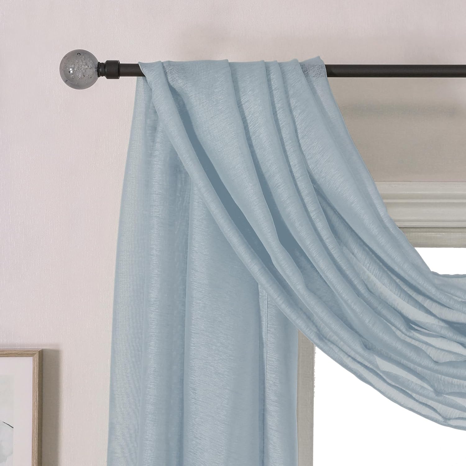 DONREN Cortina de bufanda transparente para dormitorio, cenefa de ventana, panel de gasa clásico para habitación de hijosniñospersonas mayores (52
