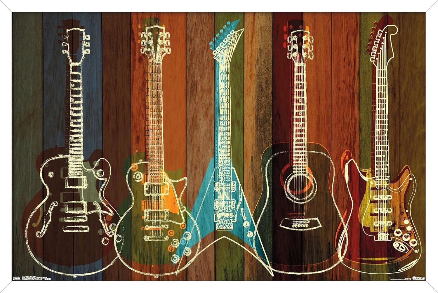 Trends International Póster de pared de guitarras para pared, 22.375 x 34 pulgadas, versión enmarcada en blanco