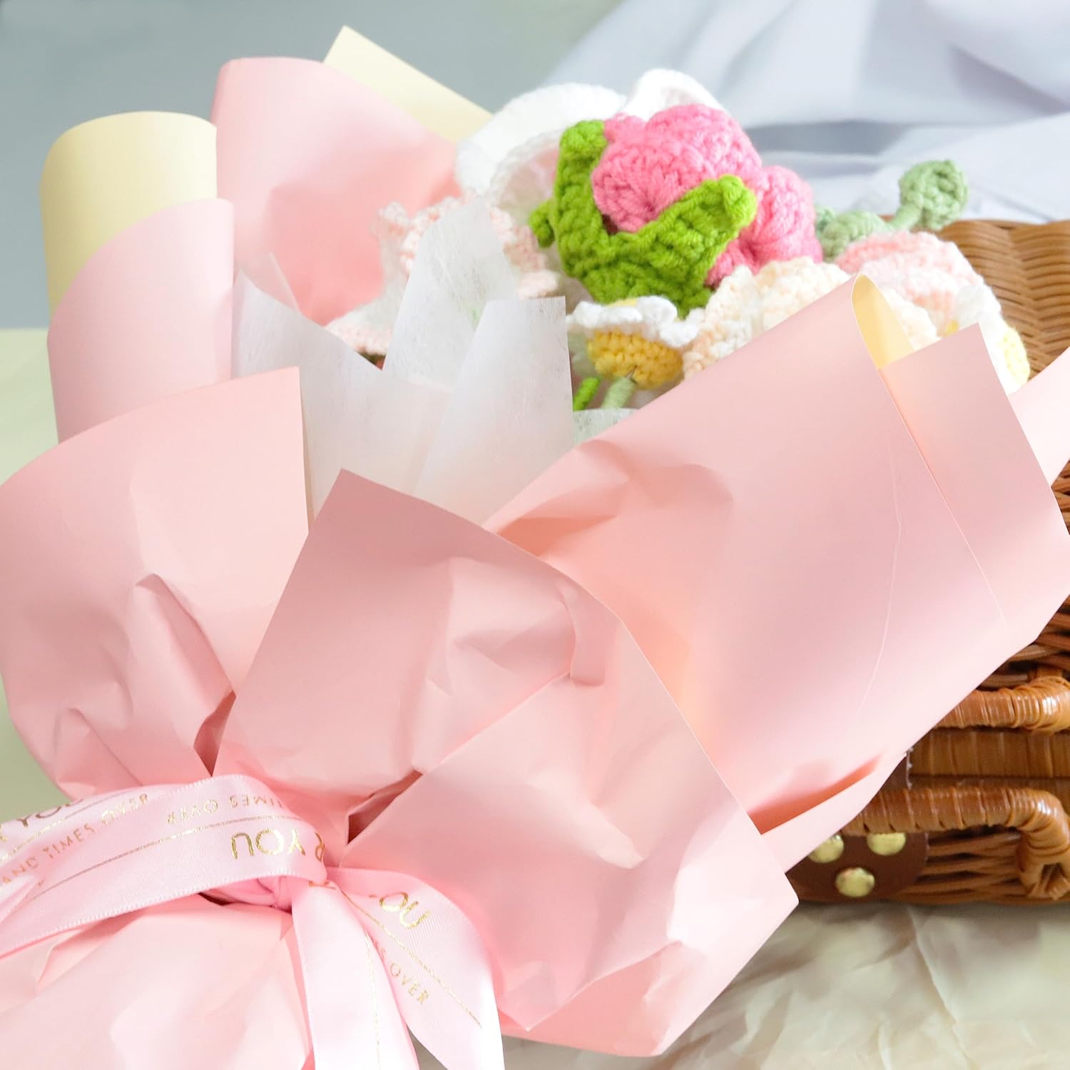 Ramo de flores de clavel de punto, 8 piezas, flores tejidas para decoración, kit de ganchillo para el día de la madre, cumpleaños, boda, regalo del