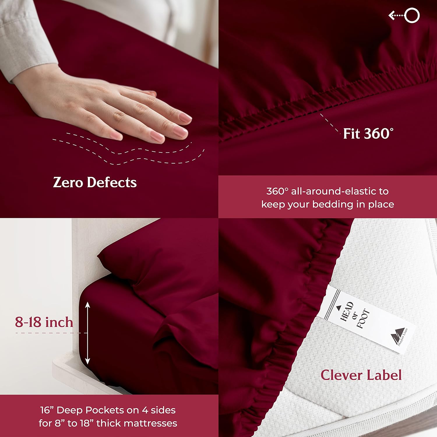 Mayfair Linen – Juego de sábanas de 100% algodón de fibra larga, tejido de satén que proporciona una sensación suave y sedosa, se adapta a colchones