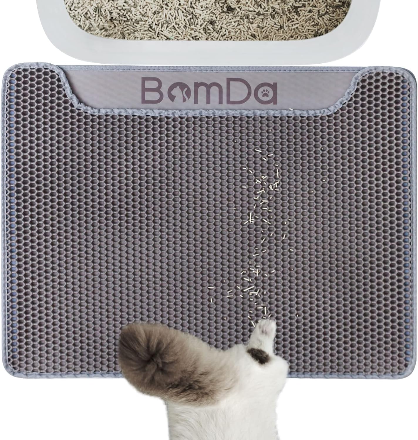 Tapete de arena para gatos, tapete grande para atrapar cajas de arena para gatitos, 30 x 23 pulgadas, doble capa de orina e impermeable, lavable,