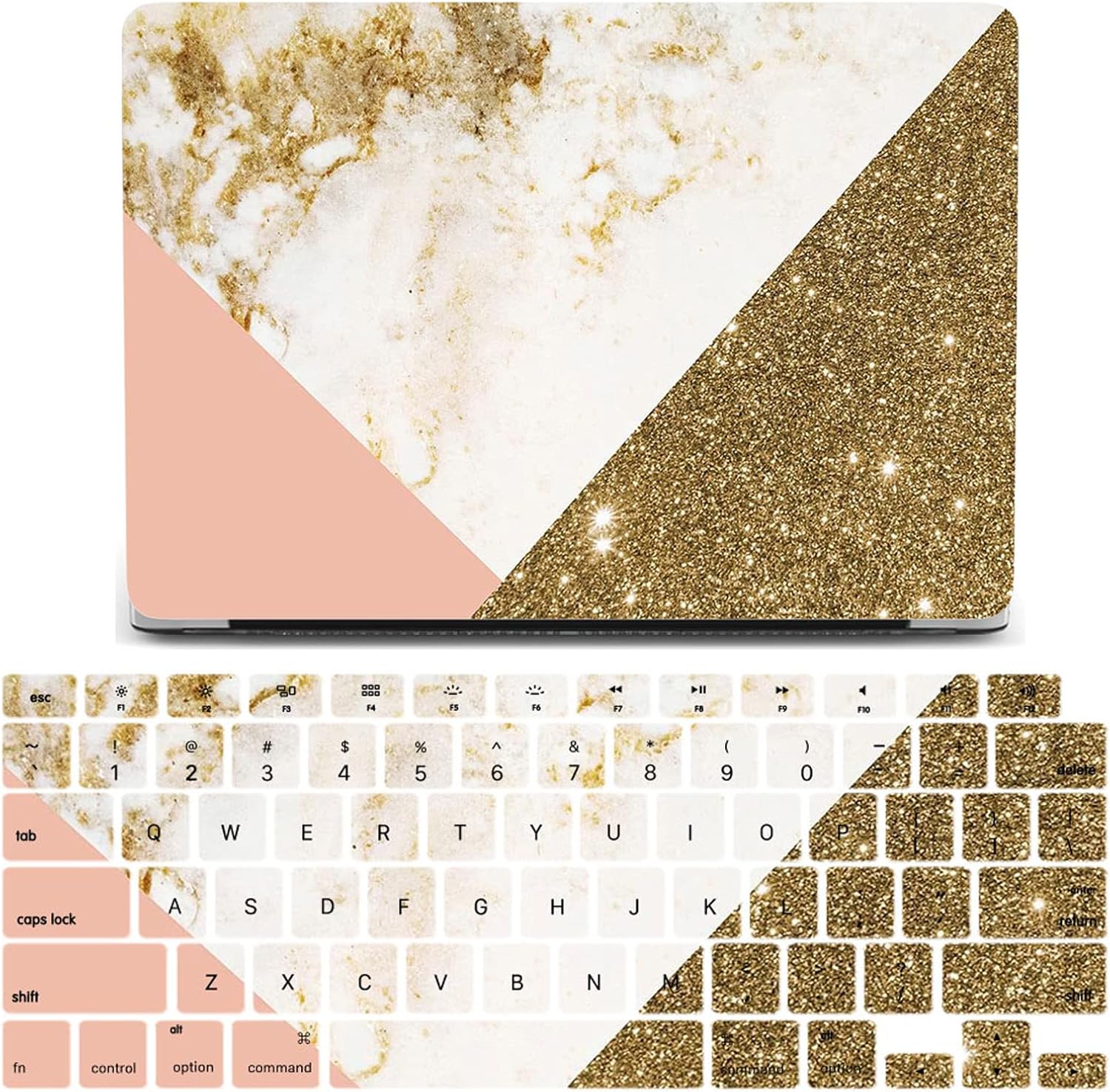 IVY Funda de mármol geométrica para MacBook Air 15 con M2 (Modelos A2941) Funda rígida con cubierta de teclado – I