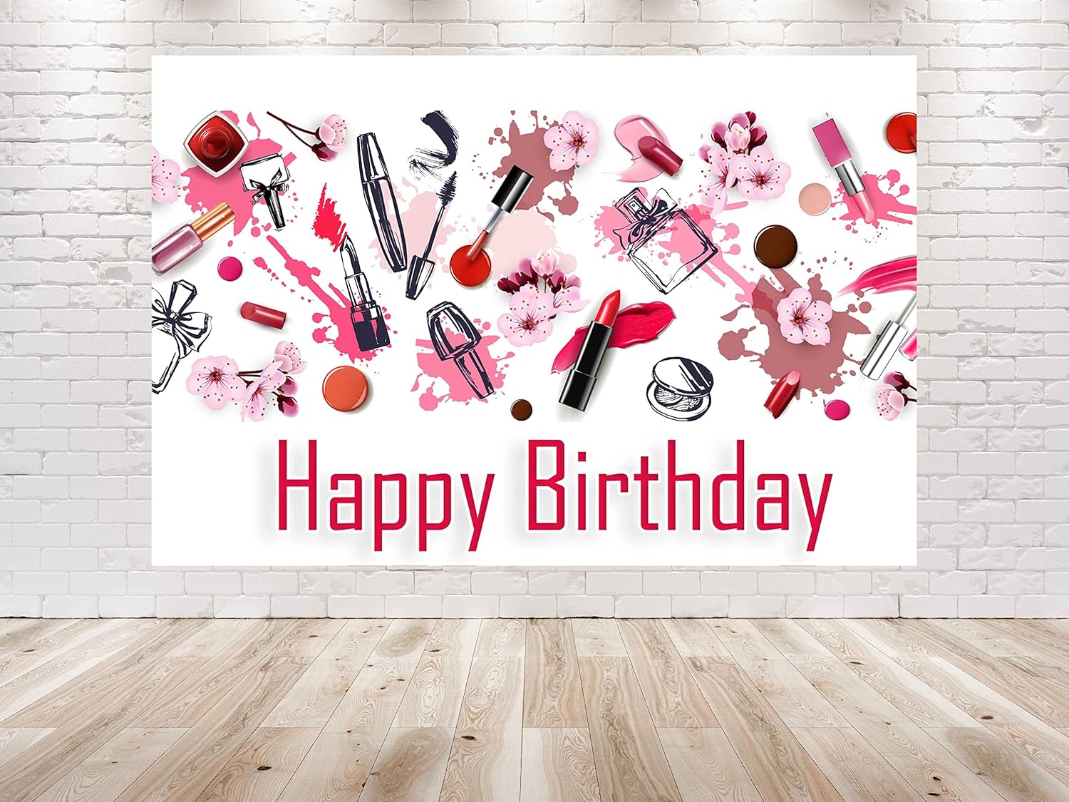 Telón de fondo de maquillaje de moda de 7 x 5 pies para cumpleaños, pancarta de maquillaje roja, decoración de fiesta. Fondo de moda de moda para