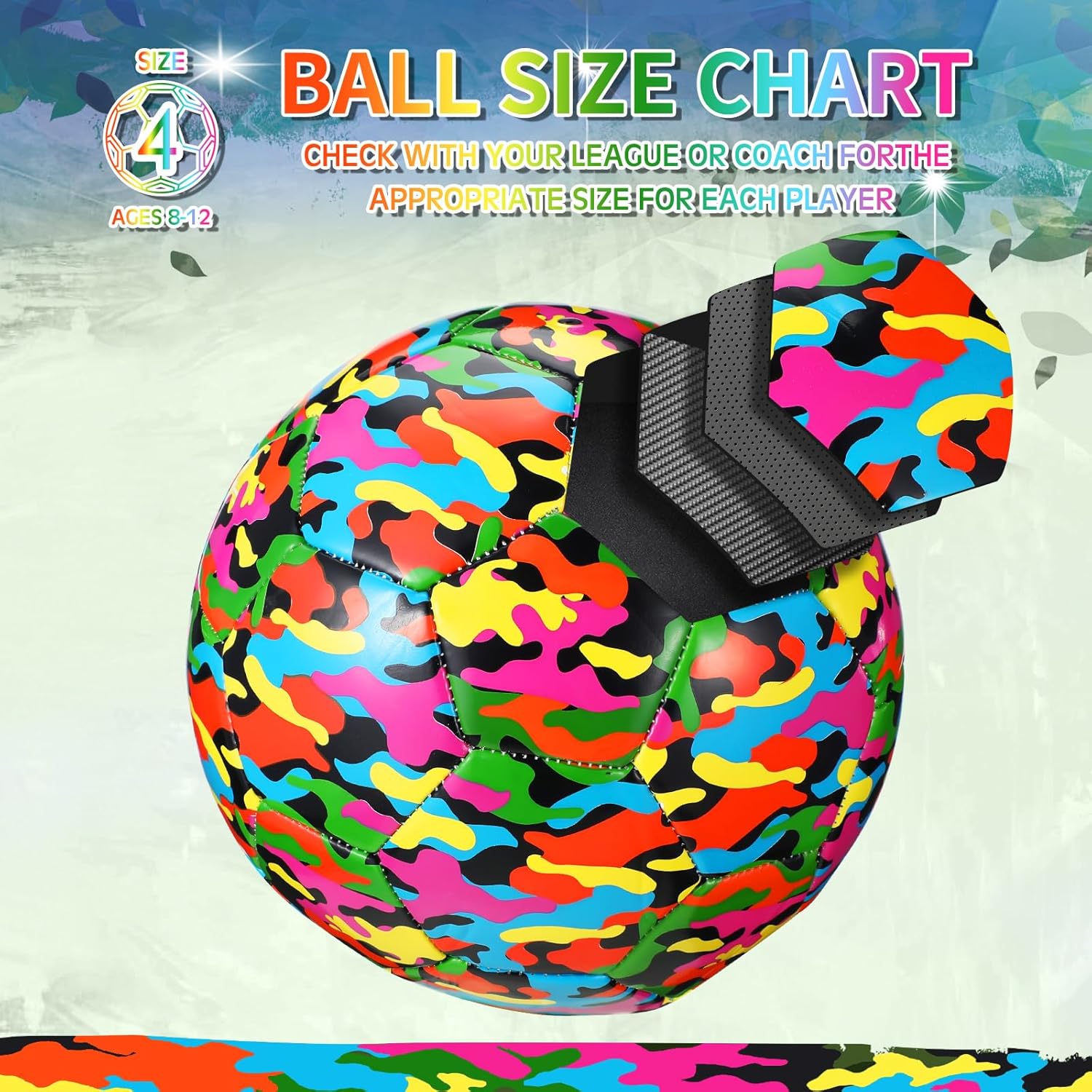 Pelota de fútbol de camuflaje tamaño 4 para niños y niñas, pelota de fútbol con bomba de inflador, para deportes en interiores y exteriores, pelota