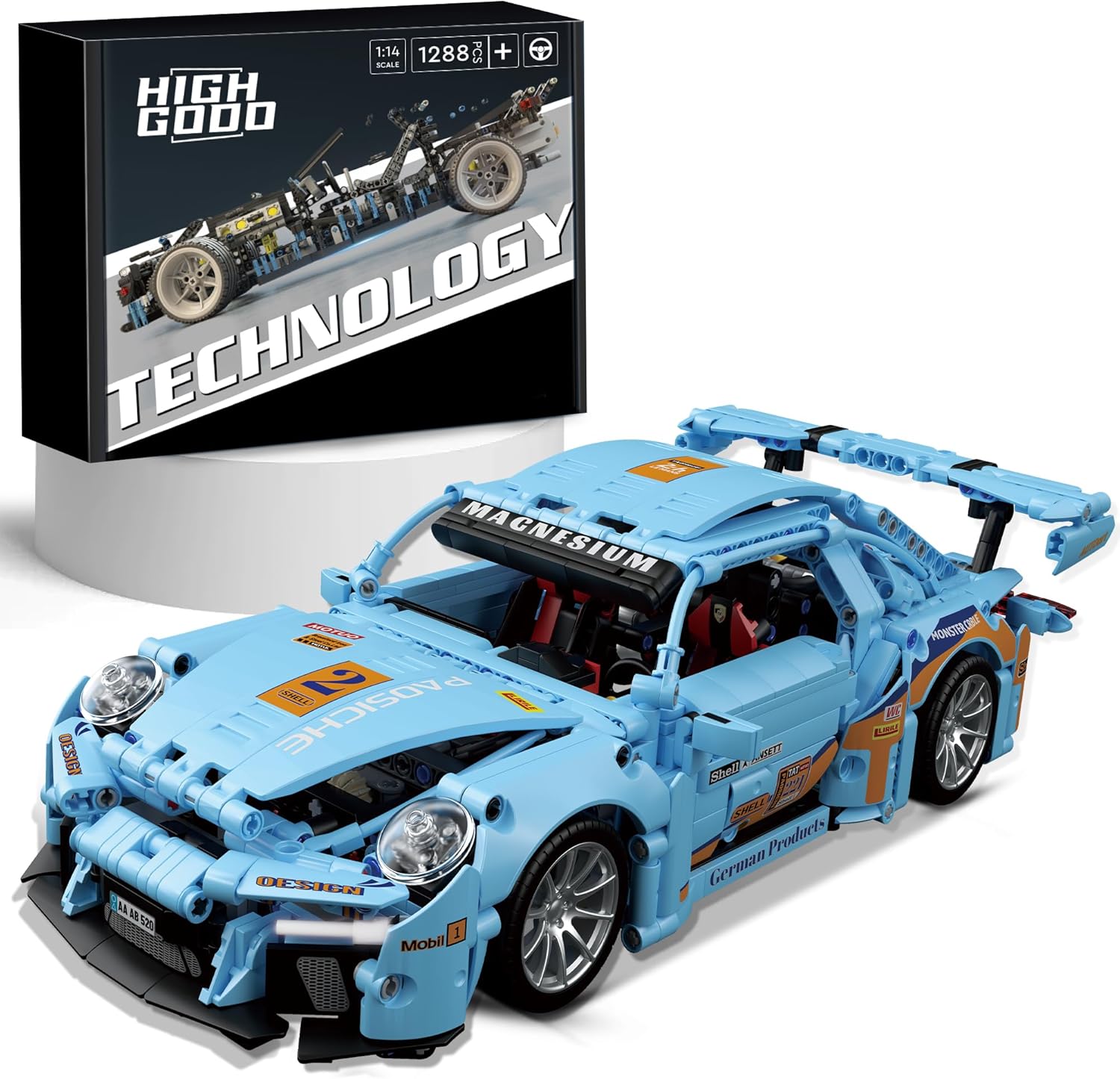 Kit de construcción de autos deportivos para adultos, juego de bloques de construcción desafiantes MOC 114, auto de carreras, regalos de súper autos