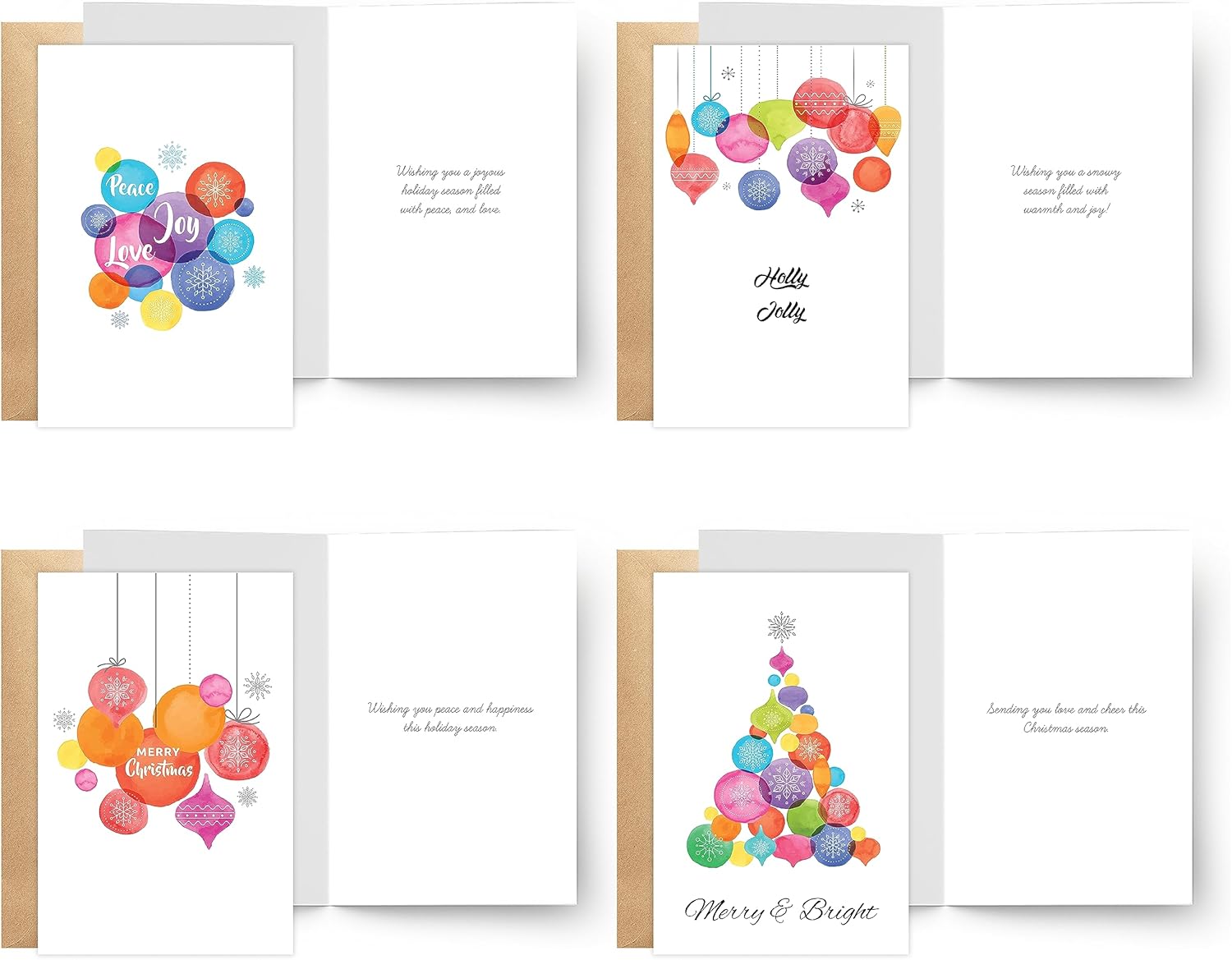 easykart labels Surtido de 20 tarjetas de Navidad con sobres y calcomanías de sellado, 4 temas coloridos de vacaciones y Navidad, 6.75 x 4.5