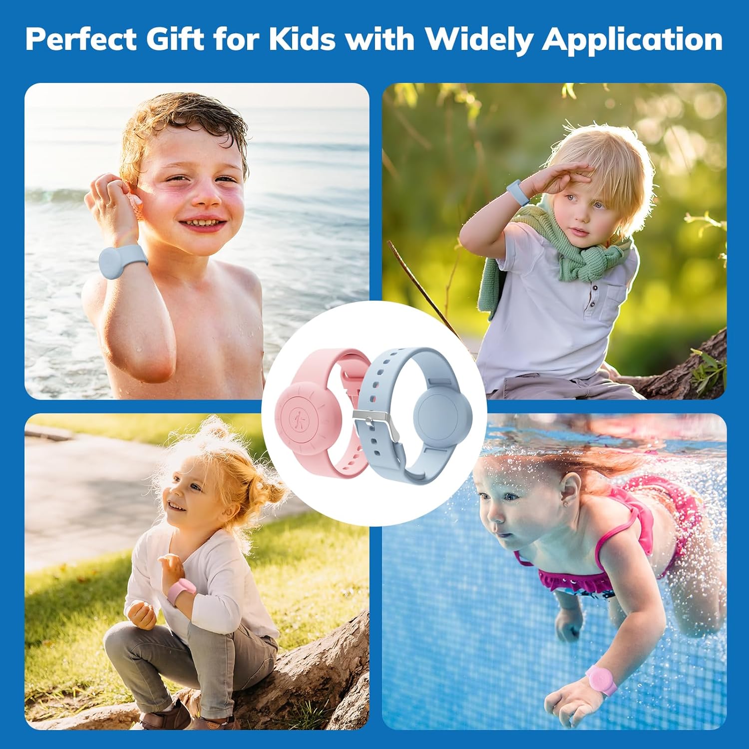 Pulsera impermeable para Airtag para niños (paquete de 2), pulsera de silicona suave oculta para niños, funda completa ligera para rastreador GPS