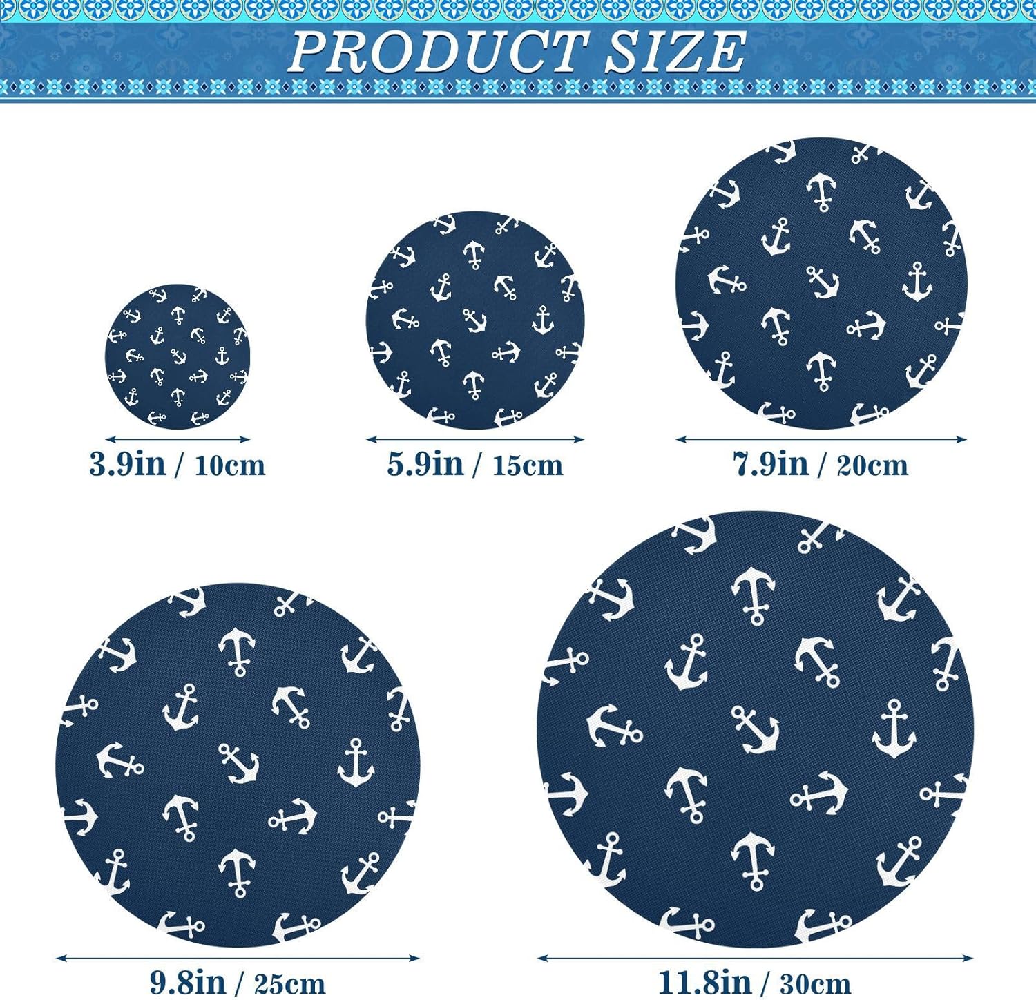 Anchors 5PCS Reusable Elastic Bowl Covers for Food Storage Stretch Cloth Fabric Lids with 5 Different Sizes Waterproof Bowl Covers for Fruits