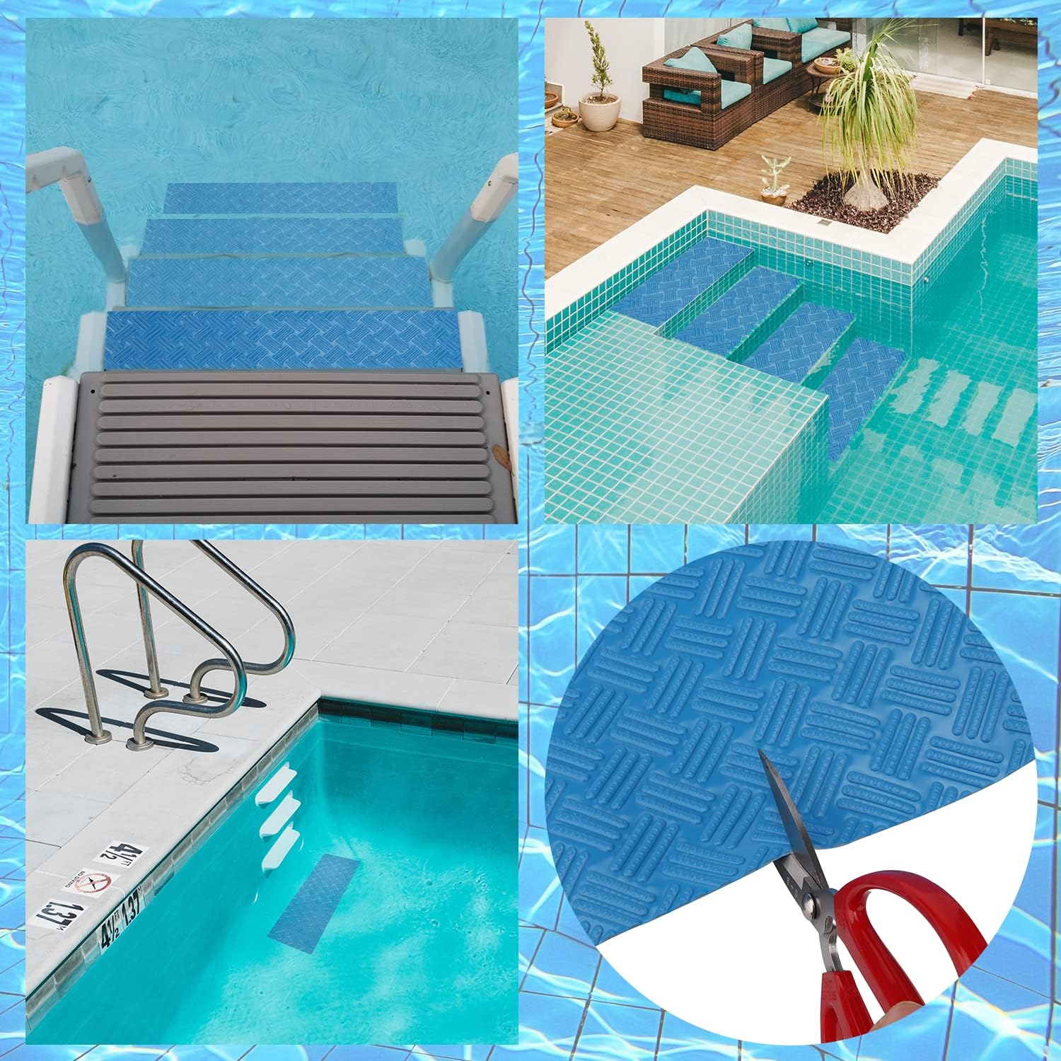 Tapete de escalera de piscina, tapete antideslizante protector de revestimiento de piscina, almohadilla de escalera de piscina para revestimiento de