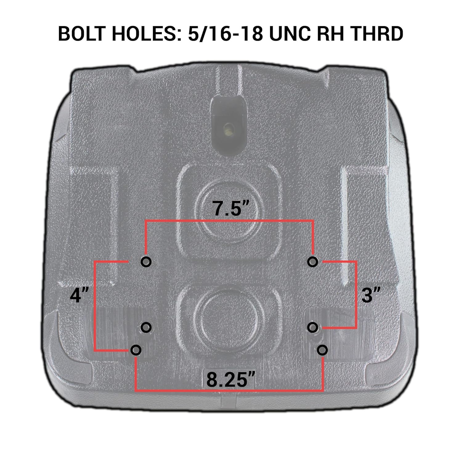 E-AM129970 Asiento negro para John Deere Gator con orificio de drenaje (M-Gator, E, Turf, TX 4X2, TH Turf, XUV550, 4X4 HPX, 4X2 Trail, 6X4 Trail ++)