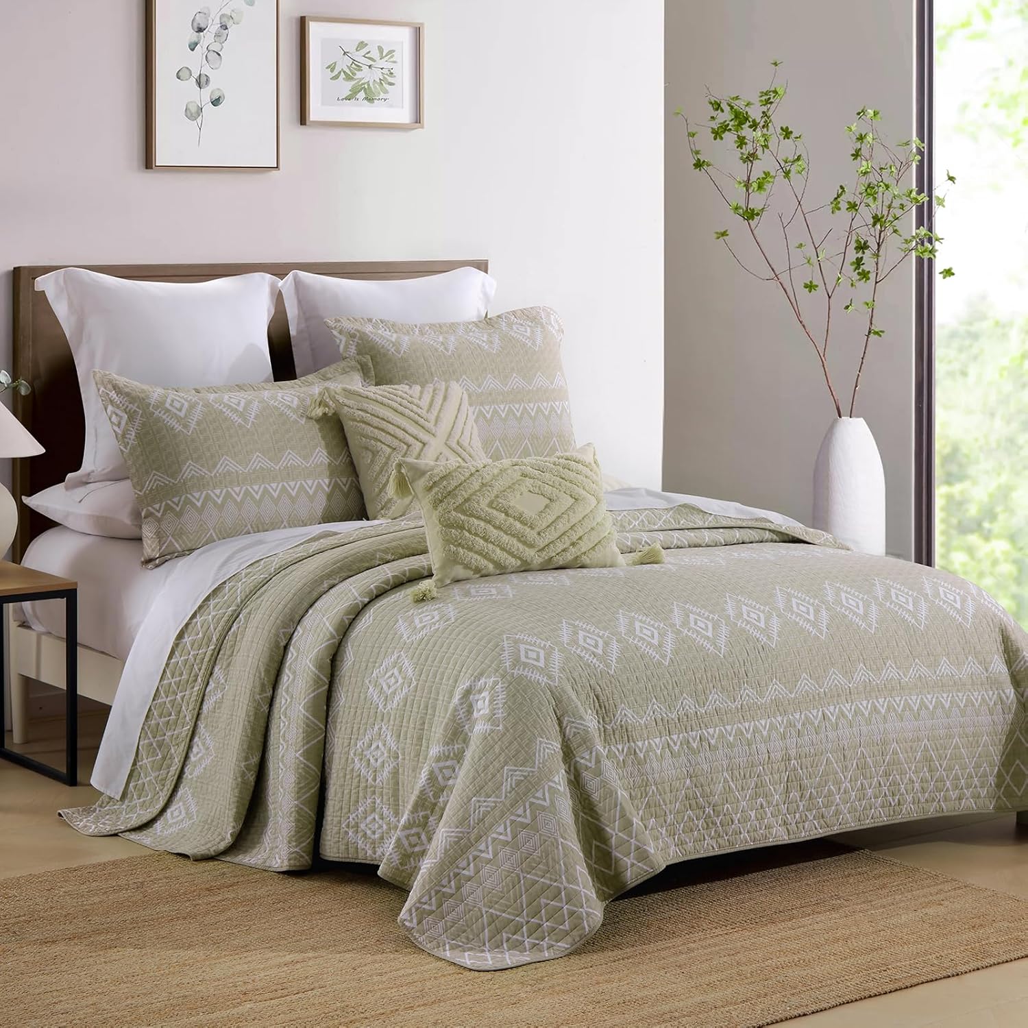 SahSahCasa Edredón tamaño King, edredón 100% algodón, juego de ropa de cama King, edredón geométrico, reversible, ligero, a rayas, para cama King,