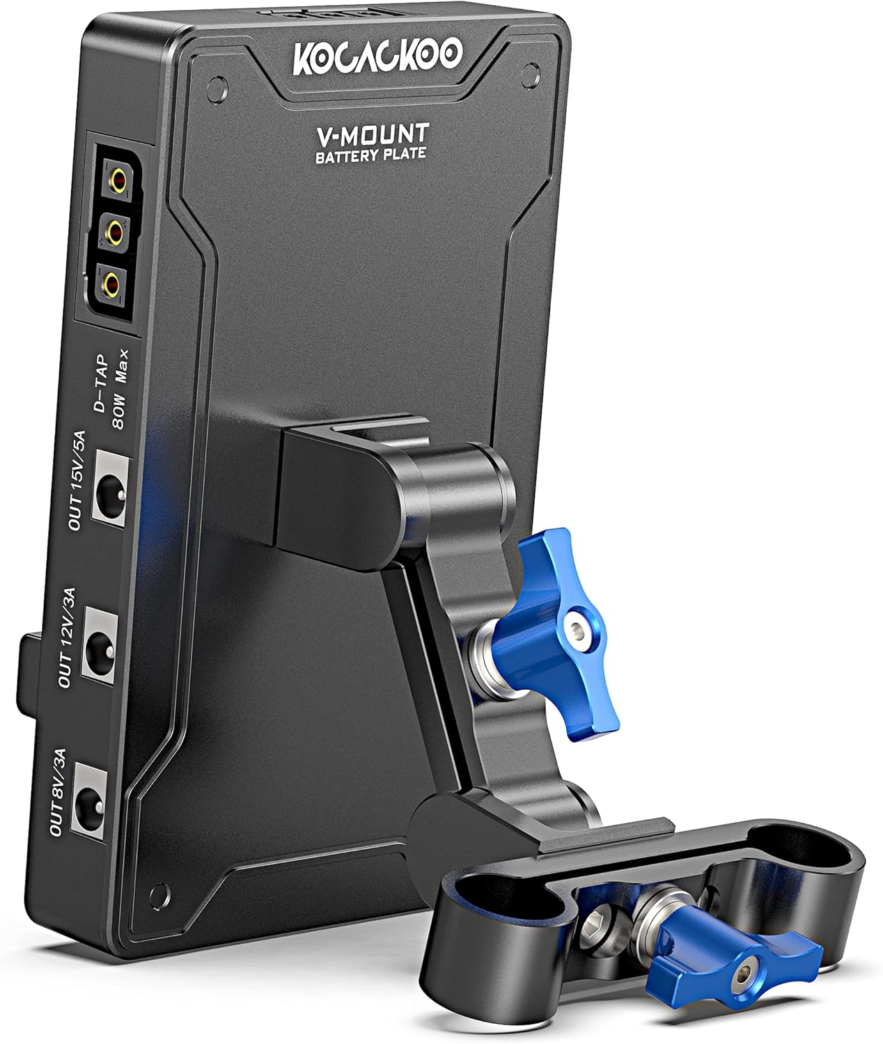 Adaptador divisor de fuente de alimentación de placa de batería con doble salida D-TapUSB-ADC + brazo ajustable y abrazadera de varilla de 0.591 in