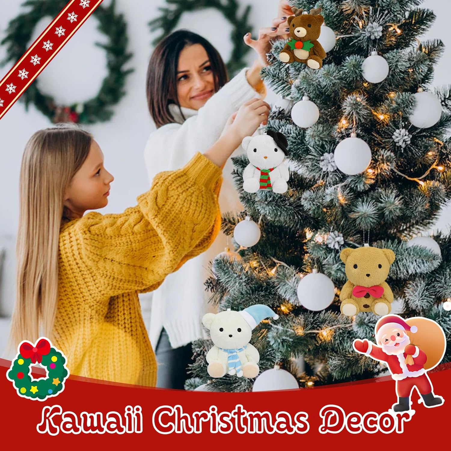 Peluche de Navidad lindo juguete de peluche de Navidad para niños y niñas, Negro –