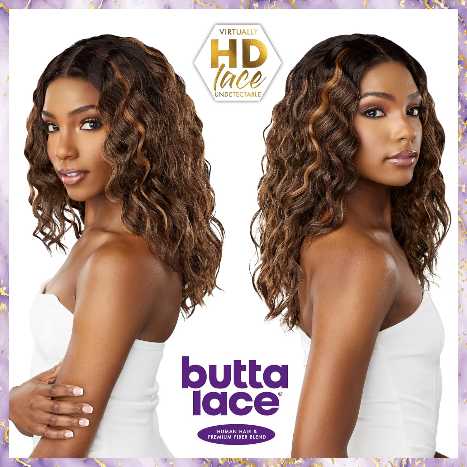 Sensationnel Butta – Pelucas de encaje frontal, mezcla de cabello humano, suelto, rizado, 18 extra ancho, 5 pulgadas, línea de cabello prearrancada,