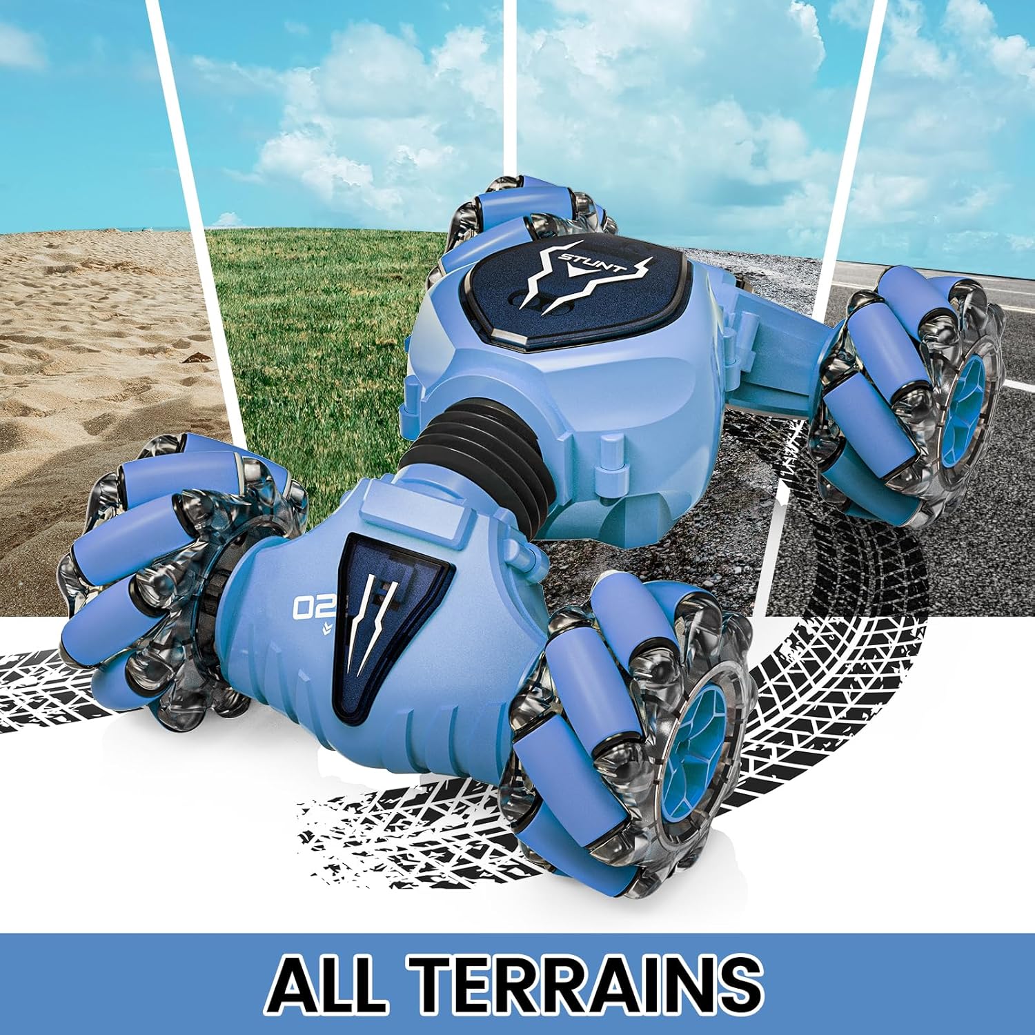Tecnock Coche de control remoto para niños y niñas, 2.4 GHz 4WD con detección de gestos RC Stunt Car Toys  360 giratorio doble cara controlado a