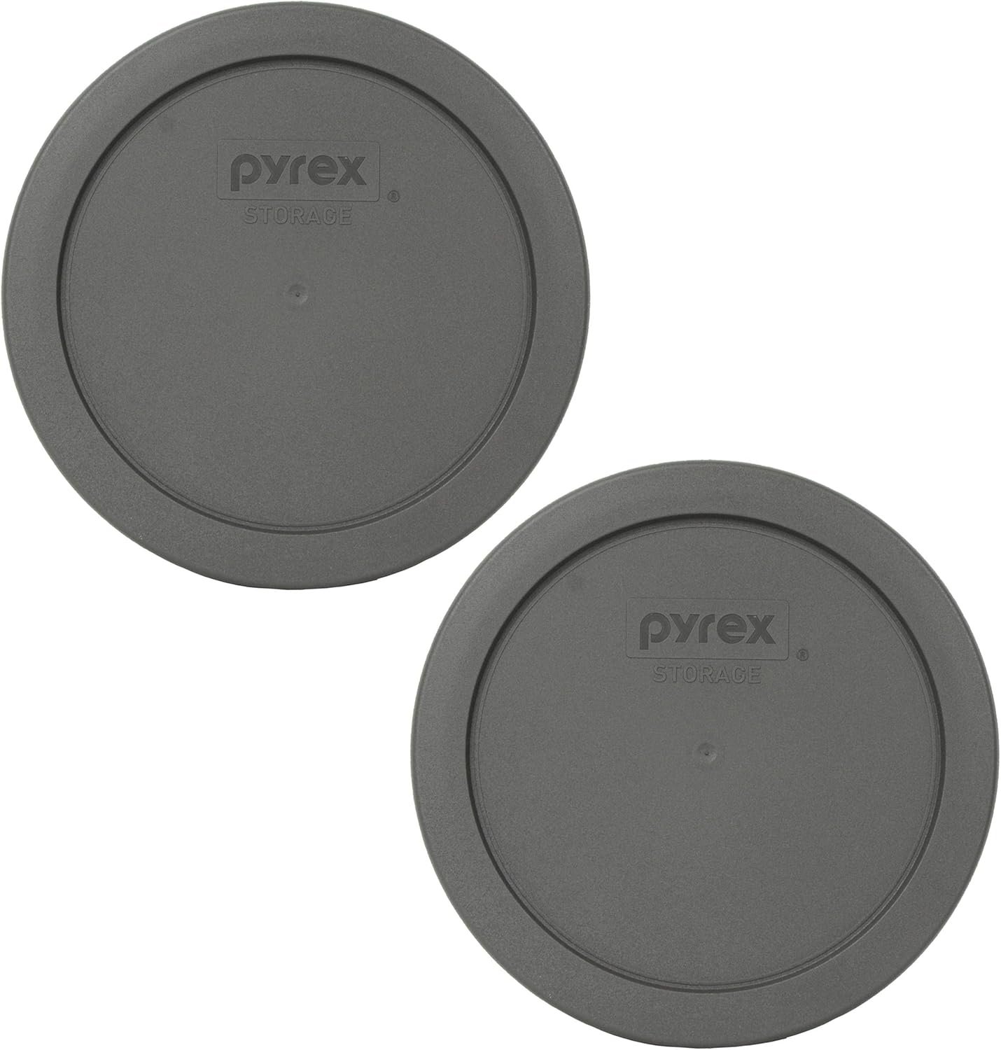 Pyrex 7201-PC Puddle Grey – Tapa de repuesto redonda de plástico para almacenamiento de alimentos, fabricada en Estados Unidos, paquete de 2