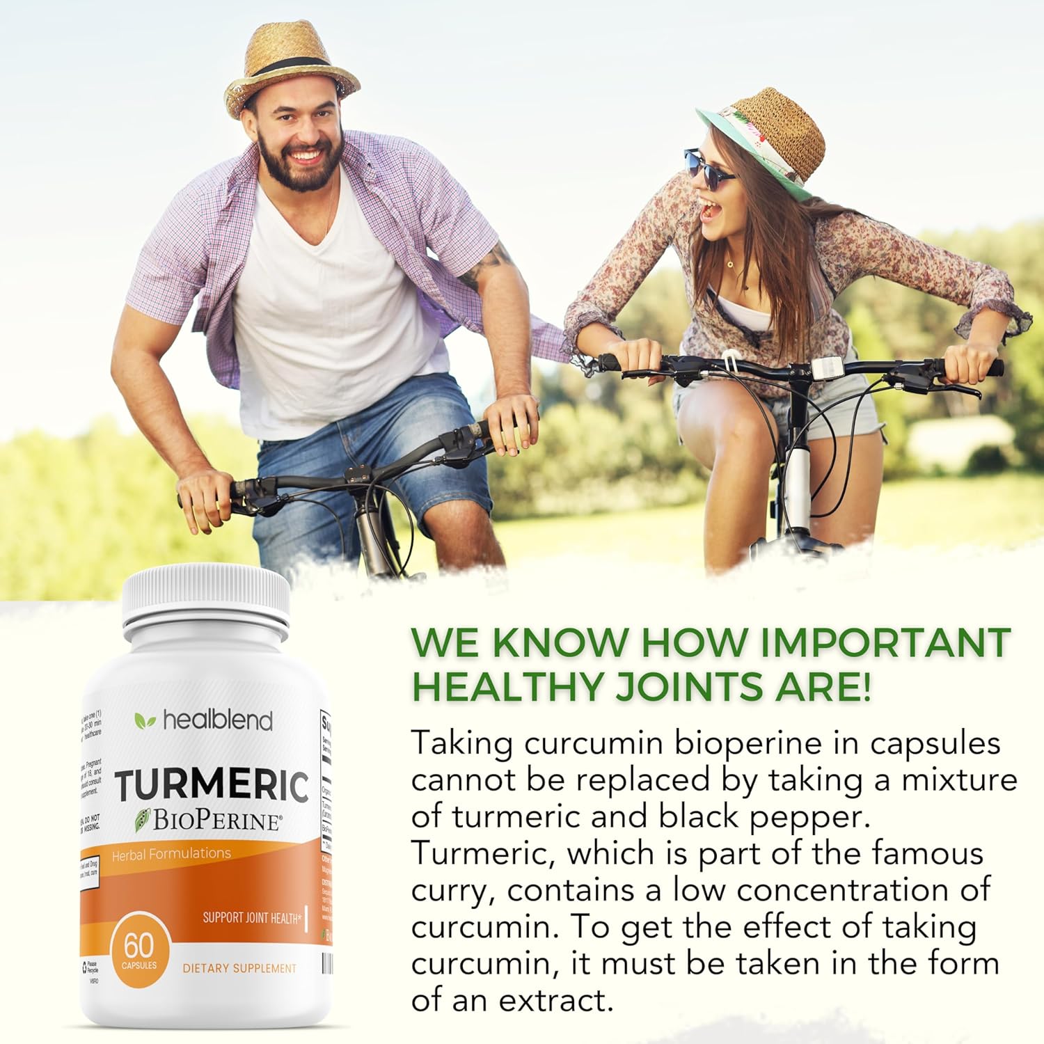 Curcumina de cúrcuma orgánica con BioPerine  95% curcuminoides estandarizados y extracto de pimienta negra  Suplemento de apoyo articular con