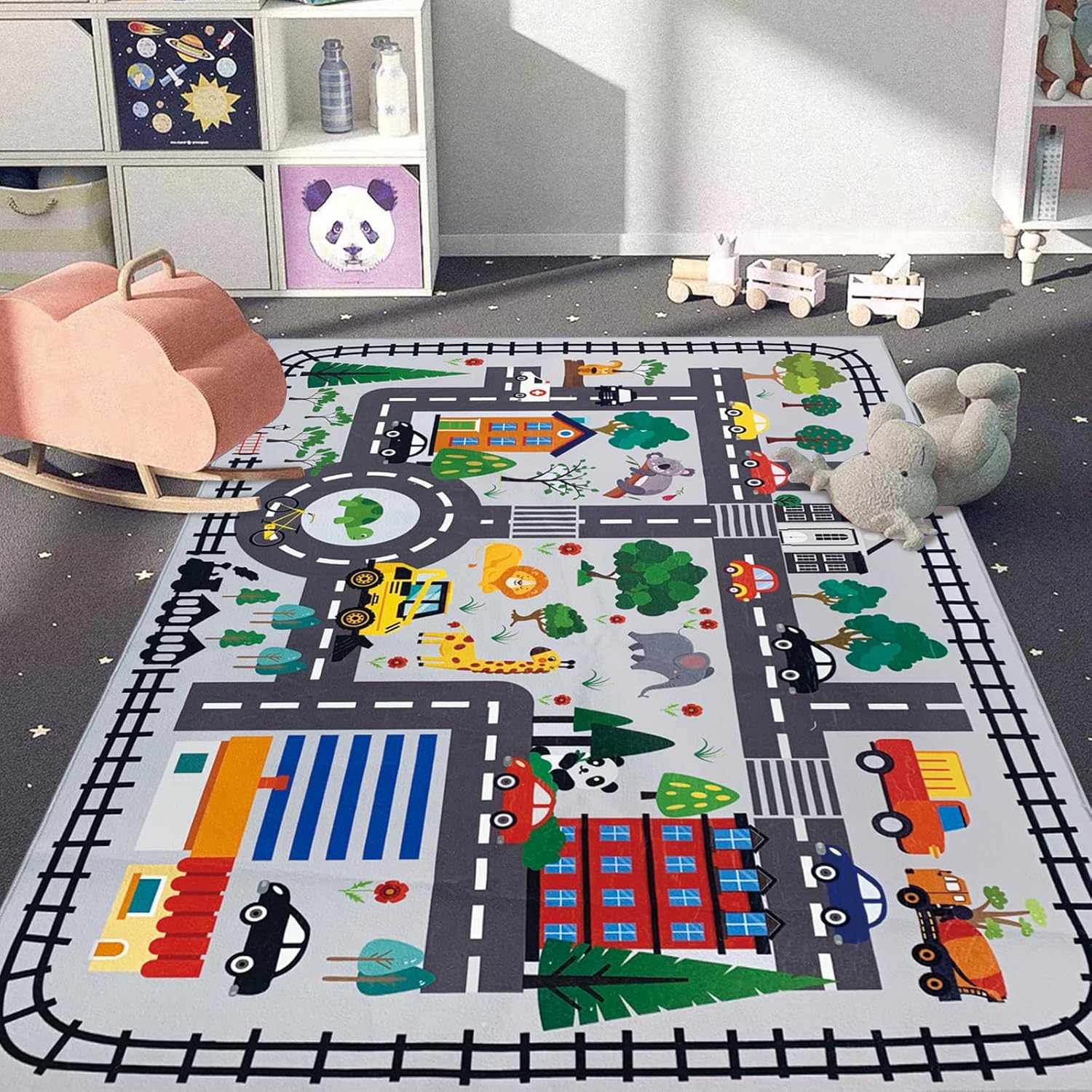 USTIDE Alfombra educativa para niños, alfombra de juego antideslizante para niños, alfombra de aprendizaje para dormitorio, sala de juegos, sala de