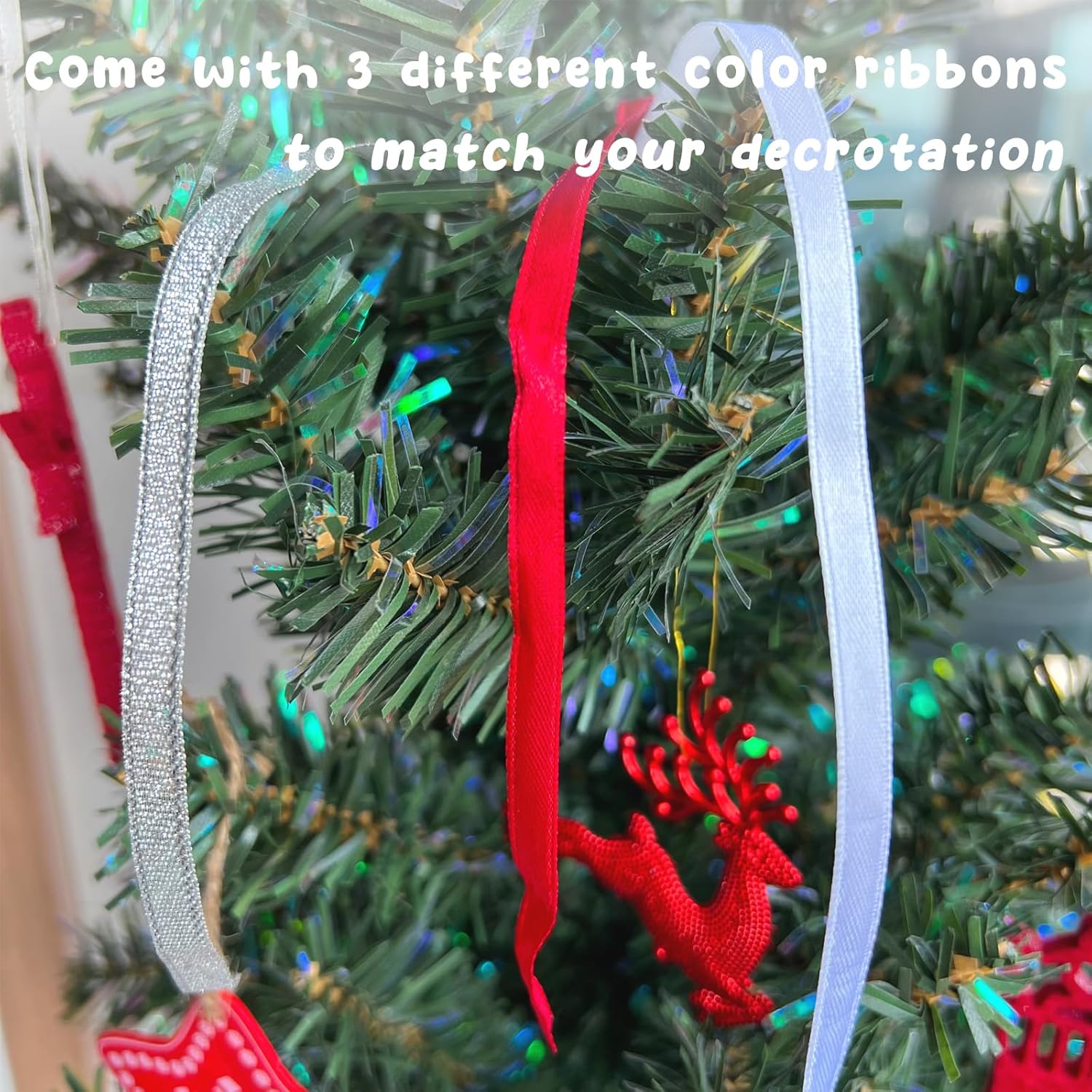 Venhoo Adornos navideños de copo de nieve 2023, diamantes de imitación metálicos colgantes con purpurina, copos de nieve, decoración de árbol de