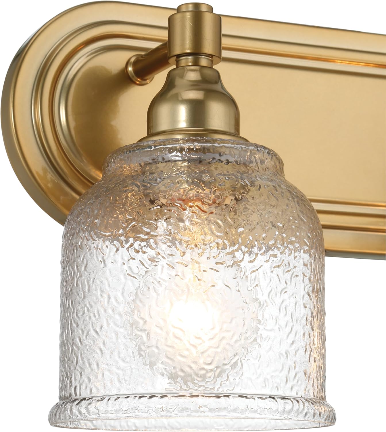 Robert Stevenson Lighting Clara – Lámpara de tocador de 3 luces de metal vintage y vidrio envejecido envejecido, oro cepillado