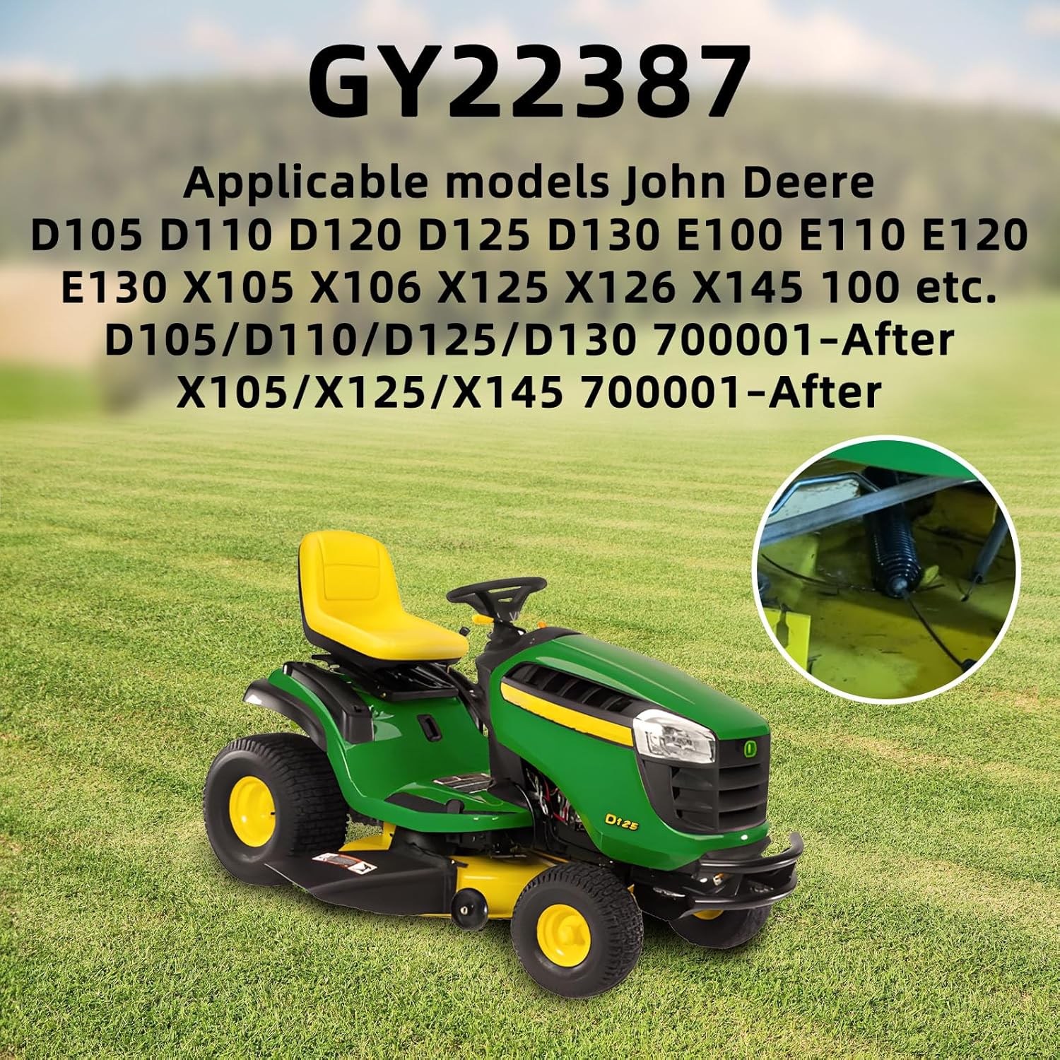 GY22387 PTO Control Cable for John Deere D100 D105 D110 D120 D125 D130 E100 E110 E120 E130 L100 L105 L107 L110 L111 L118 S100 S110 S120 S220 X105