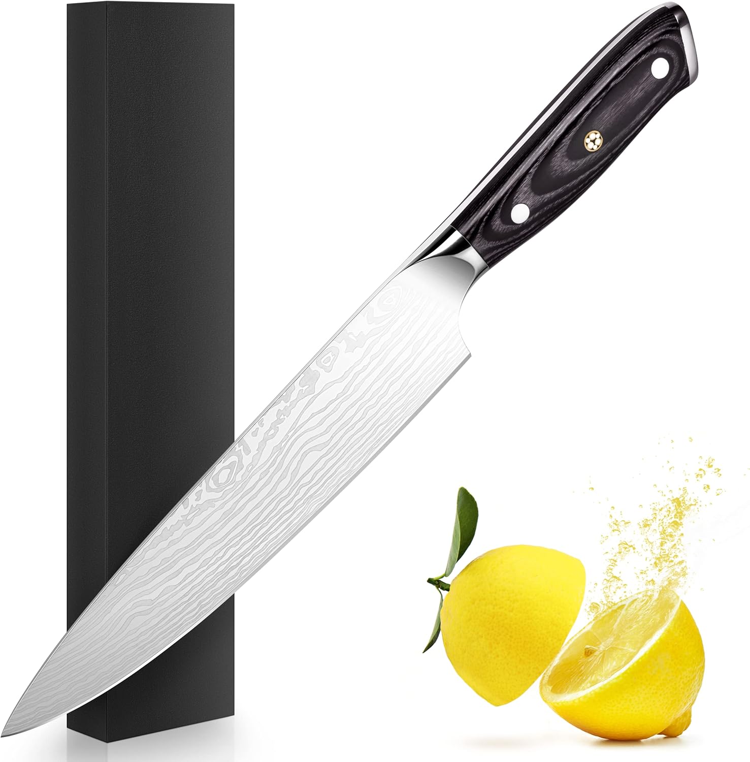 Cuchillo de chef de 8 pulgadas, cuchillo de chef japonés, cuchillo de chef de damasco, acero inoxidable de alto carbono forjado para cortar frutas