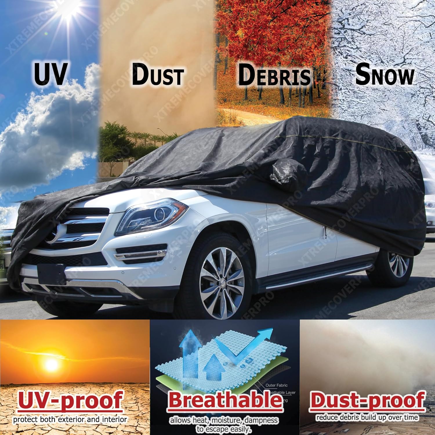 Funda de coche para Cadillac Escalade ESV XtremeCoverPro PRO Series 2002, 2003, 2004, 2005, 2006, 2007, 2008, 2009, 2010, color negro