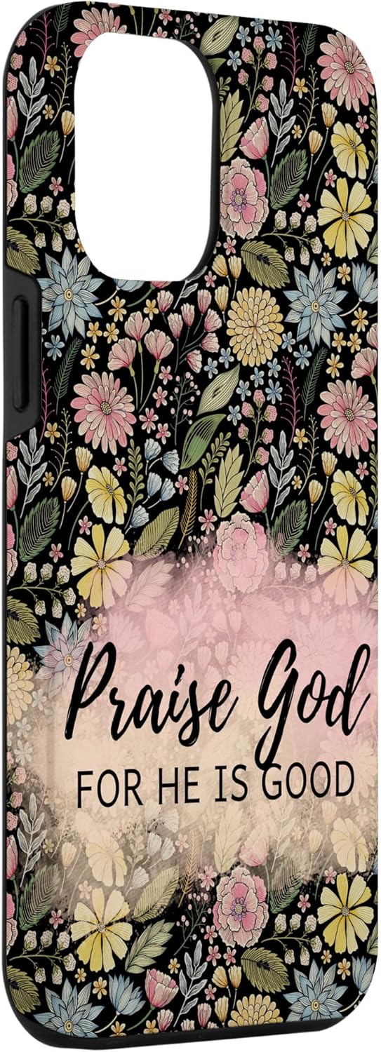 Funda con cita cristiana religiosa floral negra para iPhone 13 Pro Max