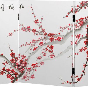 Red Lantern Pantalla plegable de lona corta de doble cara de 2 pies con 3 paneles independientes y separador para dormitorio moderno y Red Lantern Pantalla plegable de lona corta de doble cara de 2 pies con 3 paneles independientes y separador para dormitorio moderno y