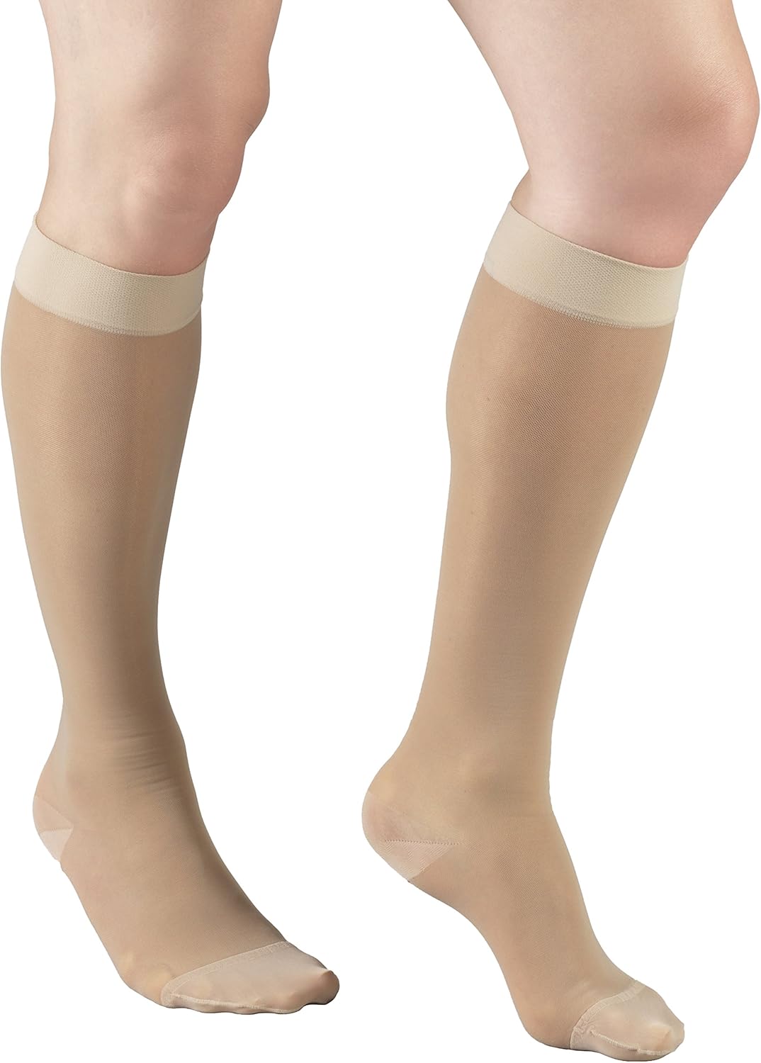 Truform – Medias de compresión traslúcidas para mujer, hasta la rodillas, 15-20 mmHg, 20 denier, color piel, talla S