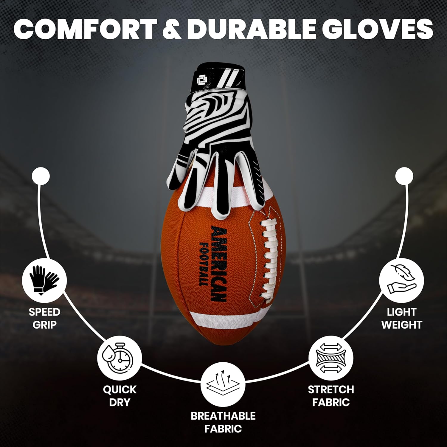 Guantes profesionales receptores de fútbol con palma de silicona óptima, control de agarre antideslizante, ultra adherente, guantes deportivos