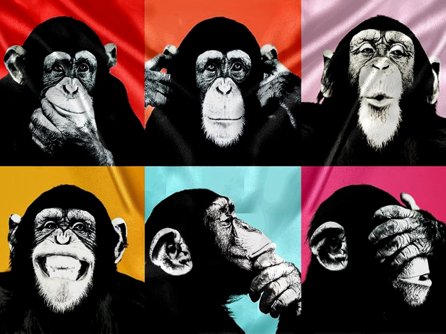 Tucocoo Tapiz de caras de monos, animales Banksy, tapiz artístico de gorila pop it, arte de pared, decoración del hogar, colgar en la pared para