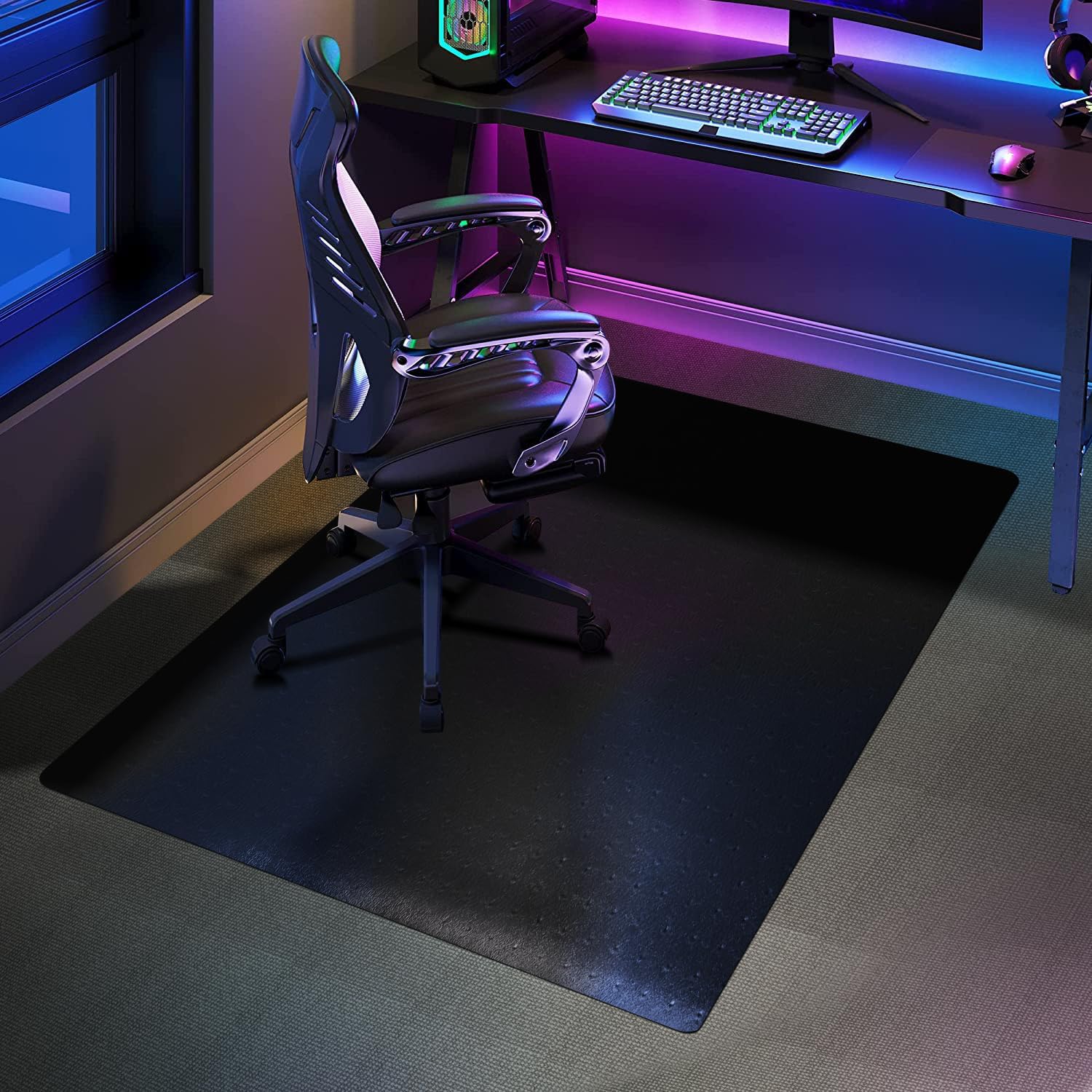 SALLOUS – Tapete para silla de oficina, 48 x 36 pulgadas, tapete para silla de oficina para suelos alfombrados, tapete resistente con agarres,