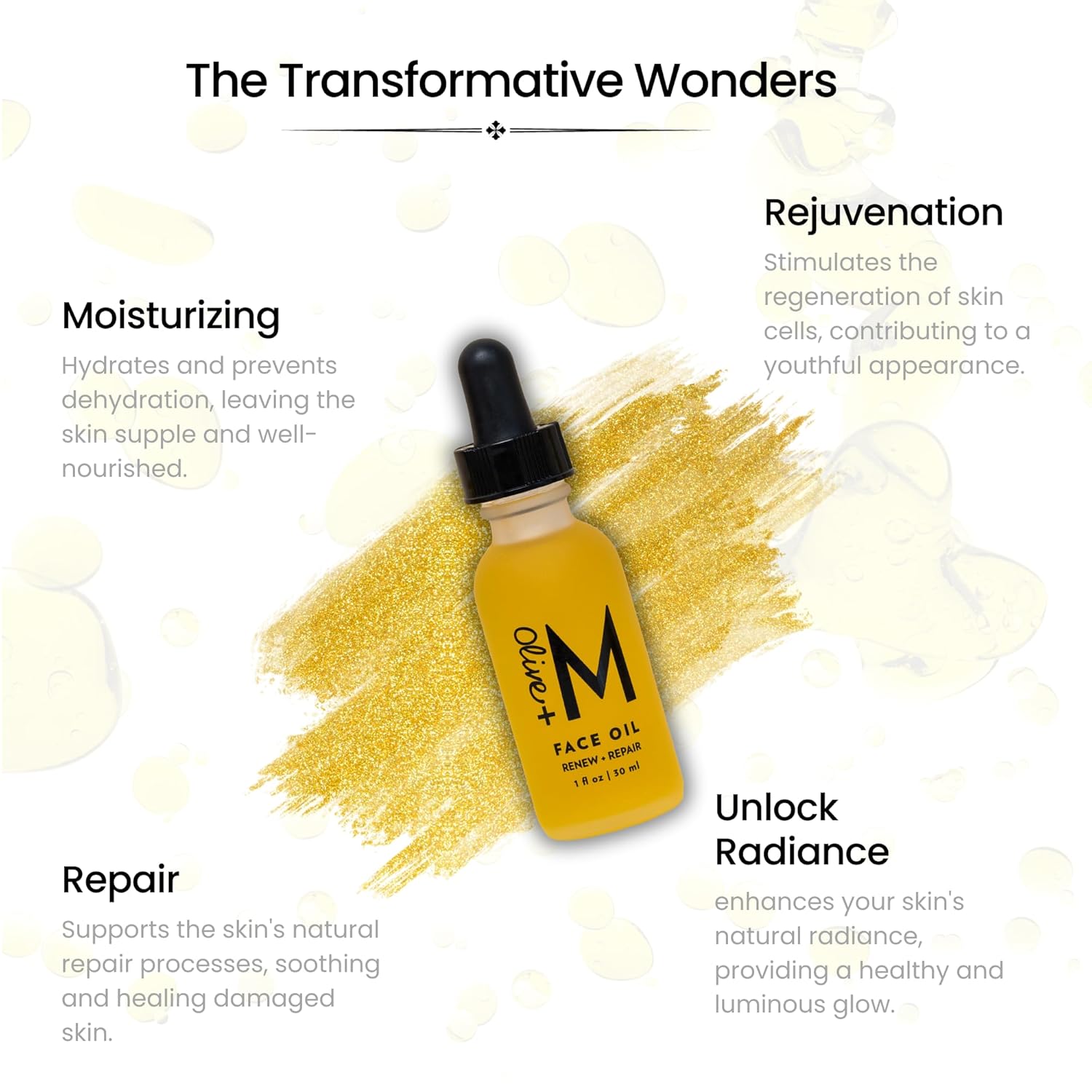 Aceite facial para el cuidado de la piel, aceite de oliva 100% orgánico para renovar y reparar la piel, solución de cuidado de la piel para lograr