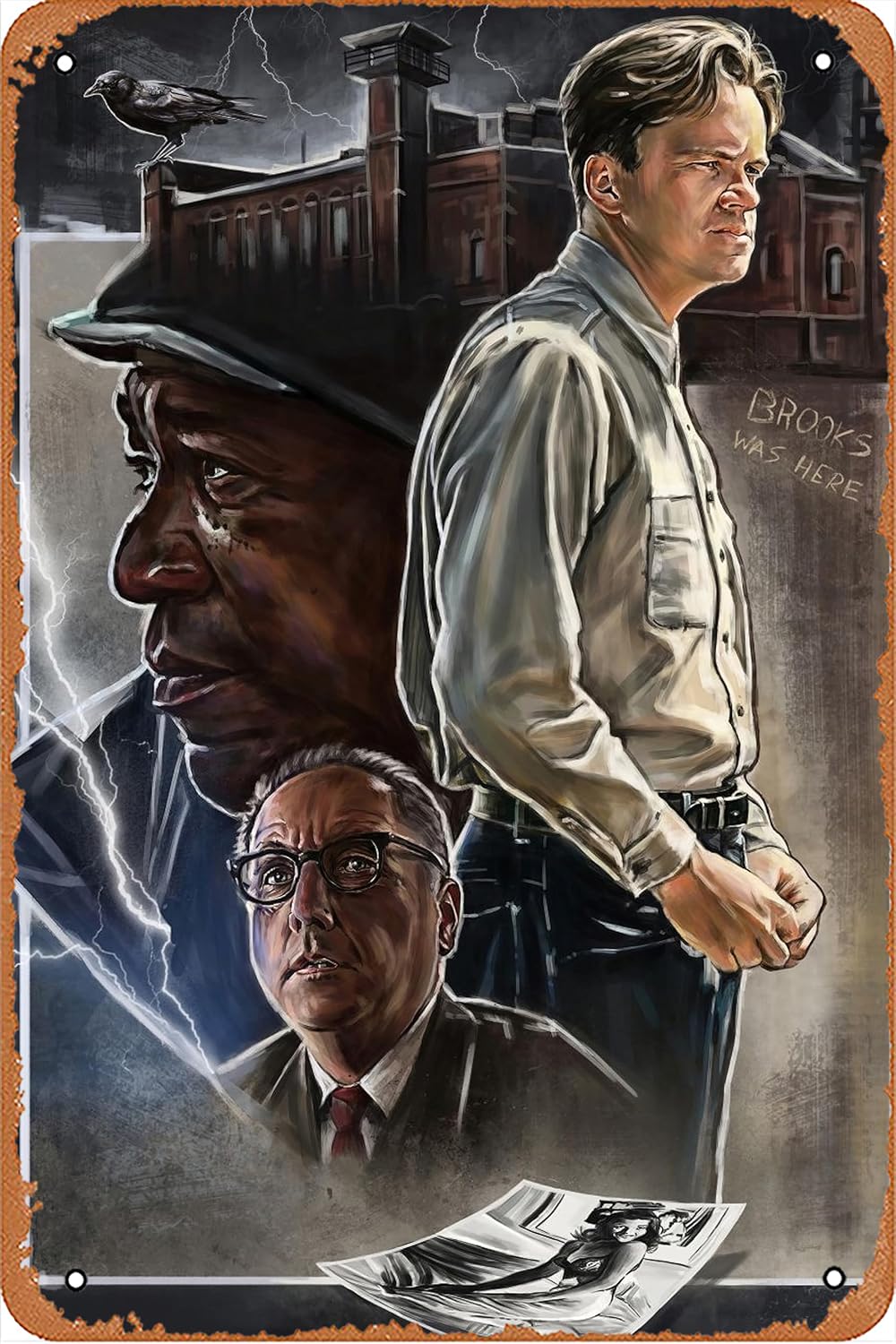 Póster clásico de la película The Shawshank Redemption de Andy Dufresne y Ellis Boyd Red Redding Film On The Wall Metal Cartel de estañoplaca de