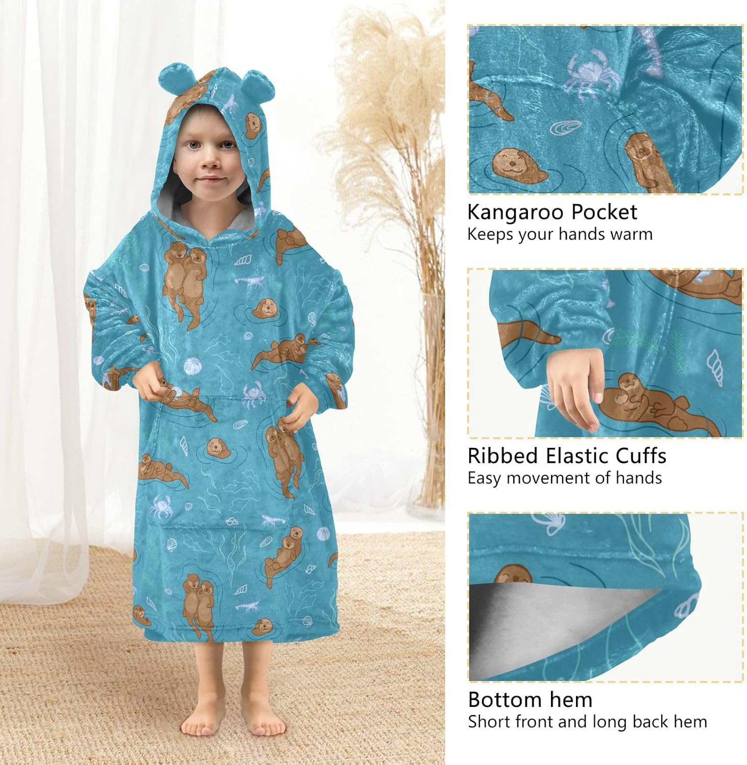 Wearable Blankets for Kids, Soft Warm Cozy Oversized Blanket Hoodie, Gifts 3-14 Y Boys Girls Teens with Pocket