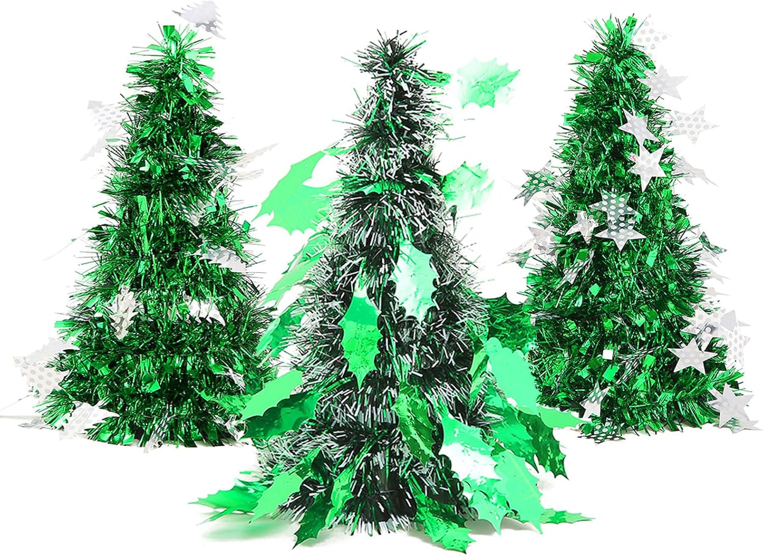 Mini árbol de Navidad, árbol de Navidad de oropel artificial con luces, árbol de Navidad de mesa, funciona con pilas, pequeño árbol de Navidad para