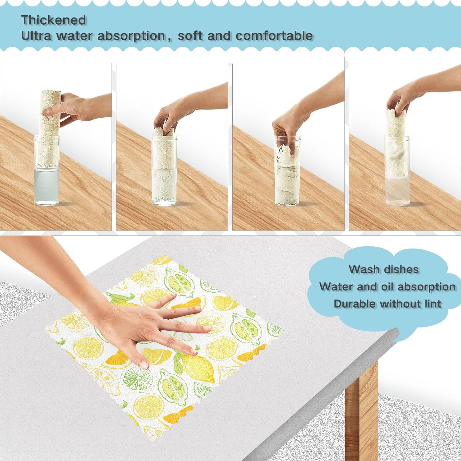 Amarillo Blanco Sketch Oro Limón Toallas de cocina Estilo Paños de cocina Toallas de cocina Terry Paño Toallas de cocina Hogar y Mano Toallas de