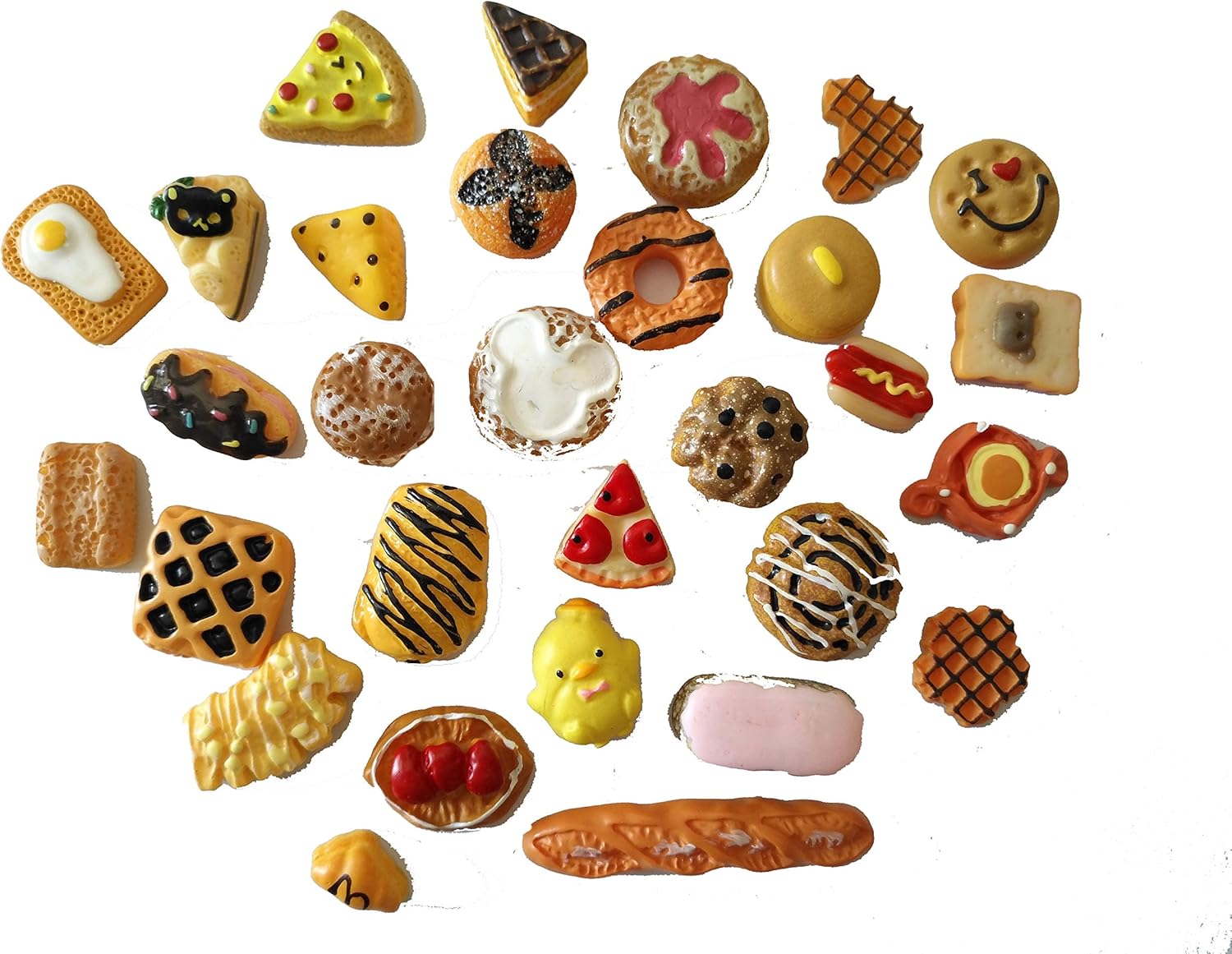 Cabujones mixtos Casa de muñecas Play Food Flatback Adornos de resina 30Psc Pan