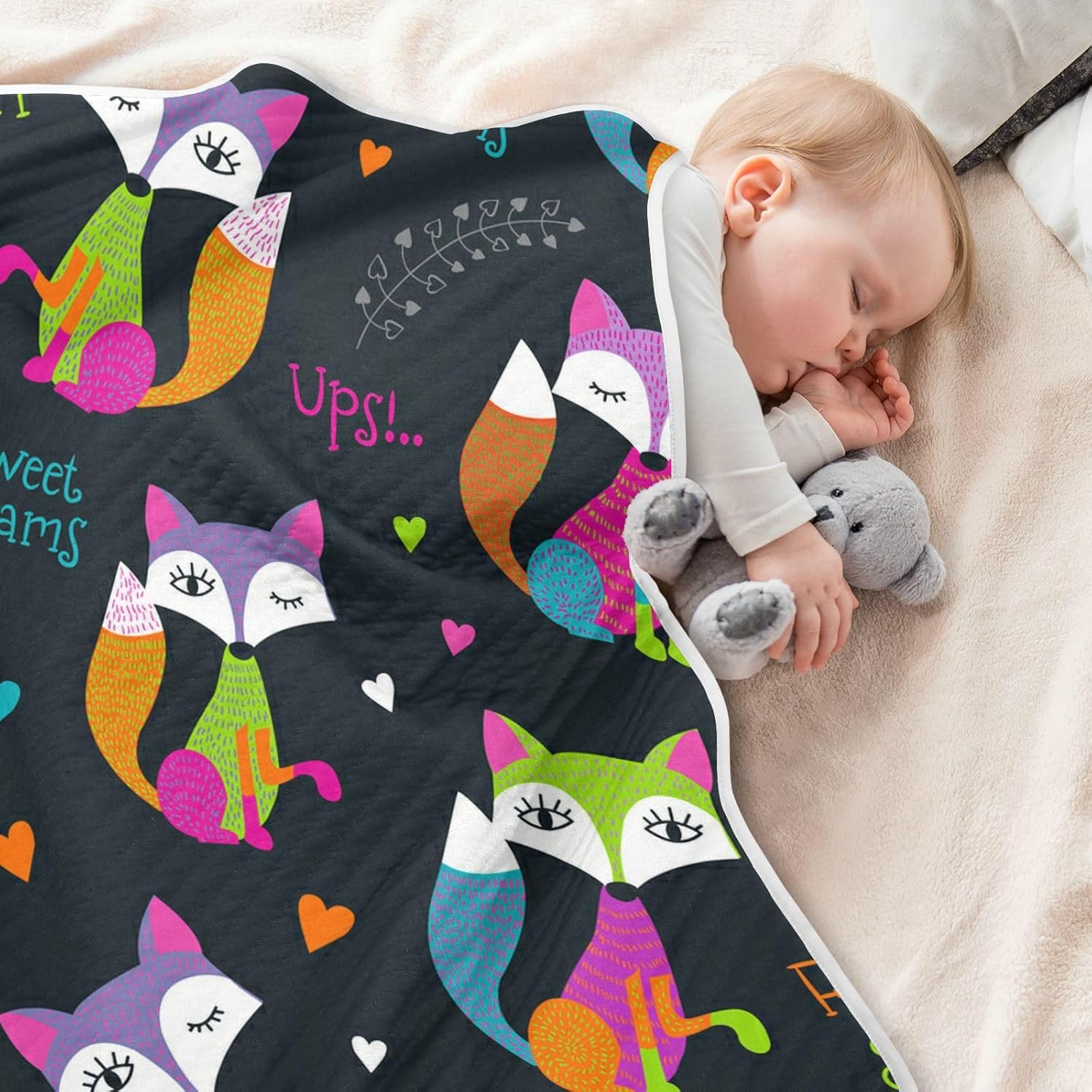 J JOYSAY Manta de bebé personalizada de zorros para niños y niñas, manta personalizada de recepción para cuna, niños y recién nacidos