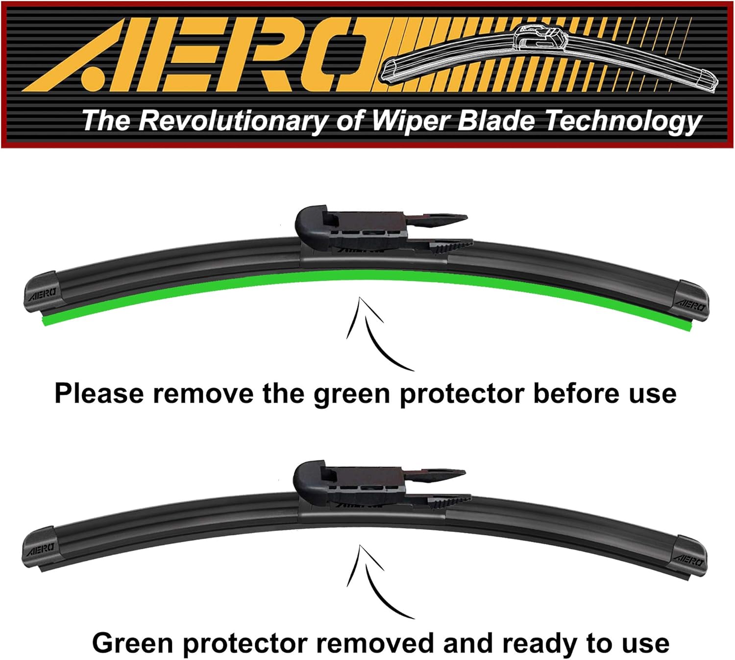 AERO Avenger – Limpiaparabrisas prémium de 26 pulgadas + 22 pulgadas para todas las estaciones con repuestos adicionales, repuesto de equipo