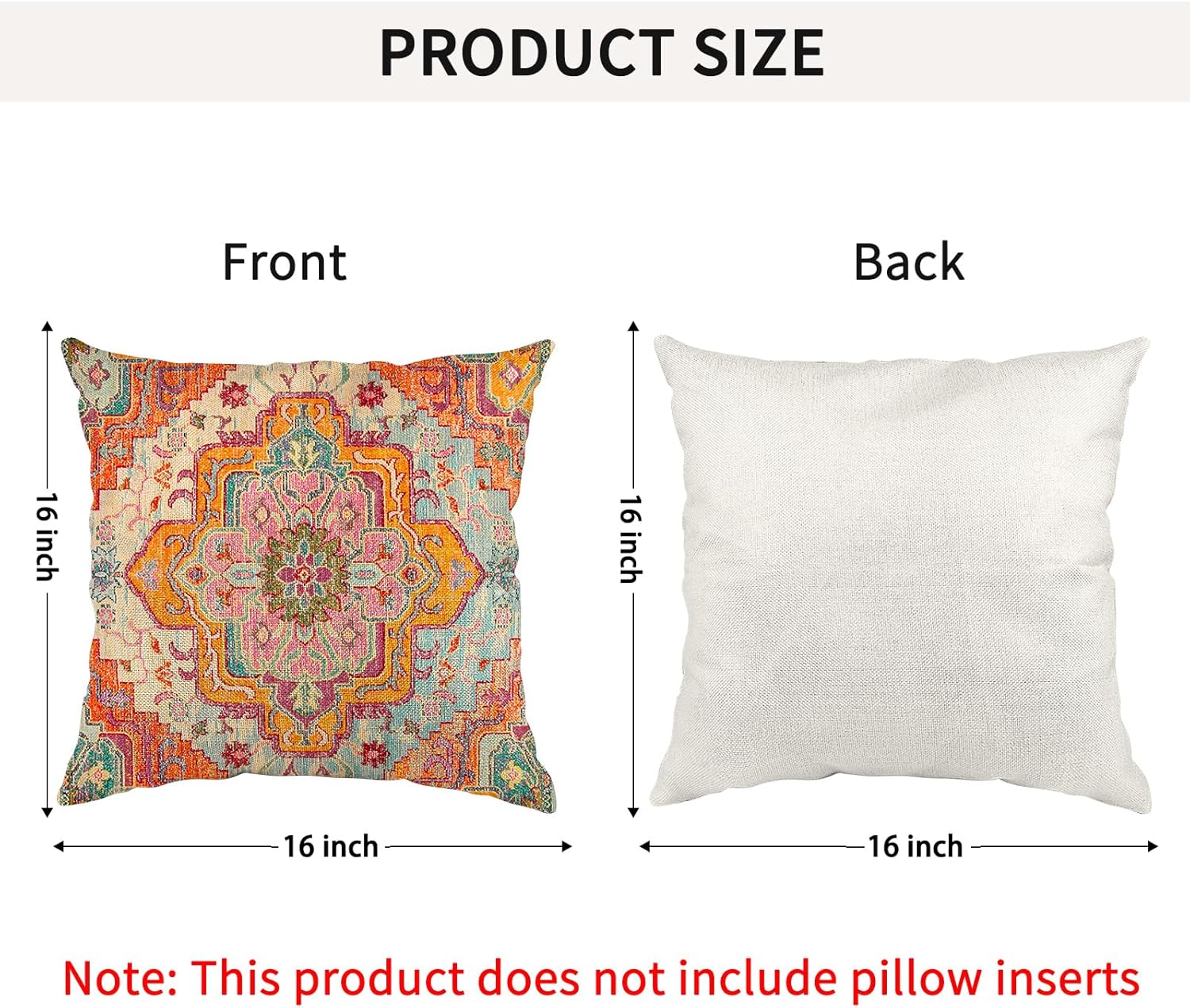 Knagsfa Juego de 2 fundas de almohada de 16 x 16 pulgadas, fundas de almohada decorativas estilo bohemio vintage turcas para decoración del hogar,