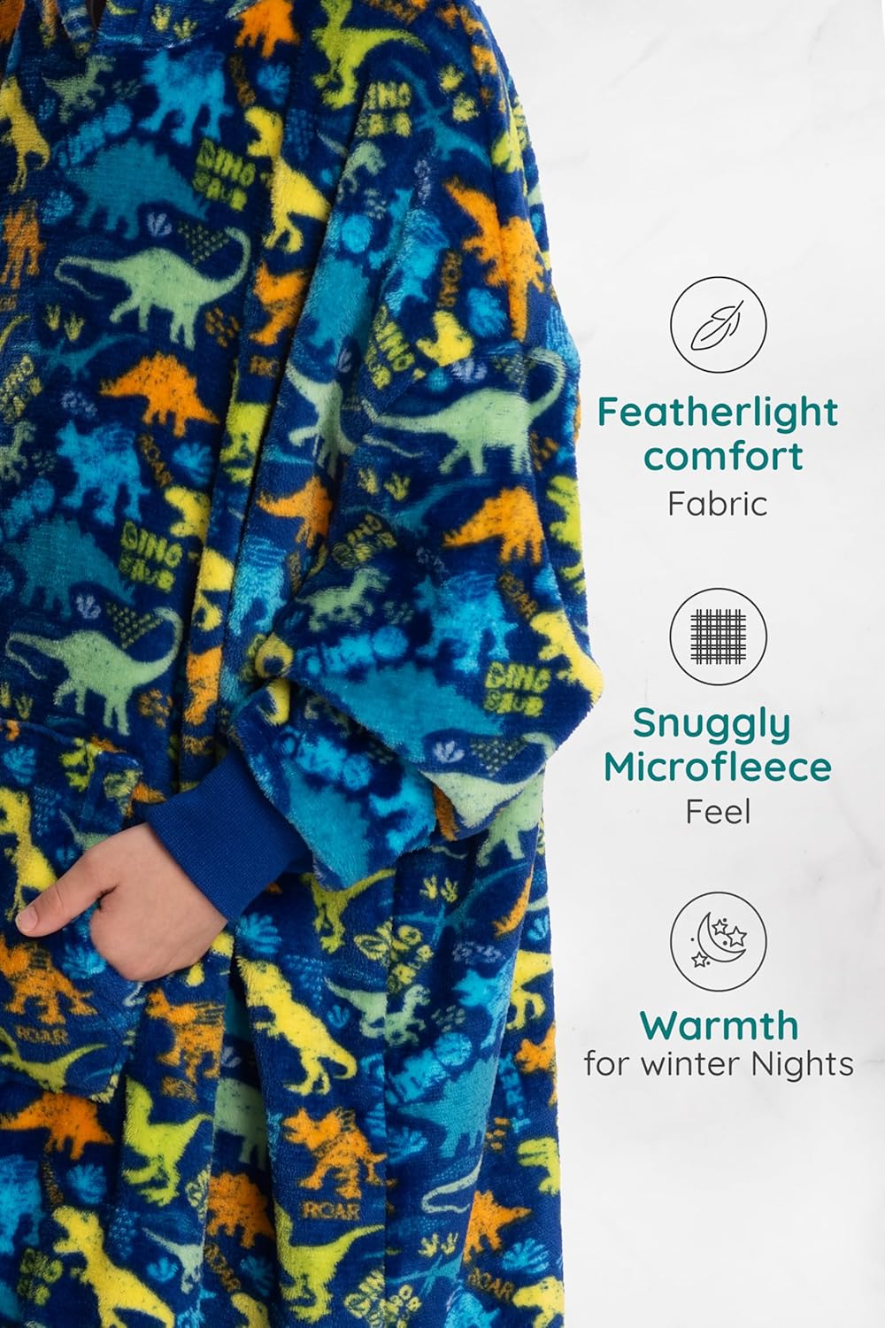 Mad Dog – Manta con capucha para niños, mantas con mangas acogedoras, forro polar suave y diseños de sherpa, para niños y niñas, de 4 a 13 años