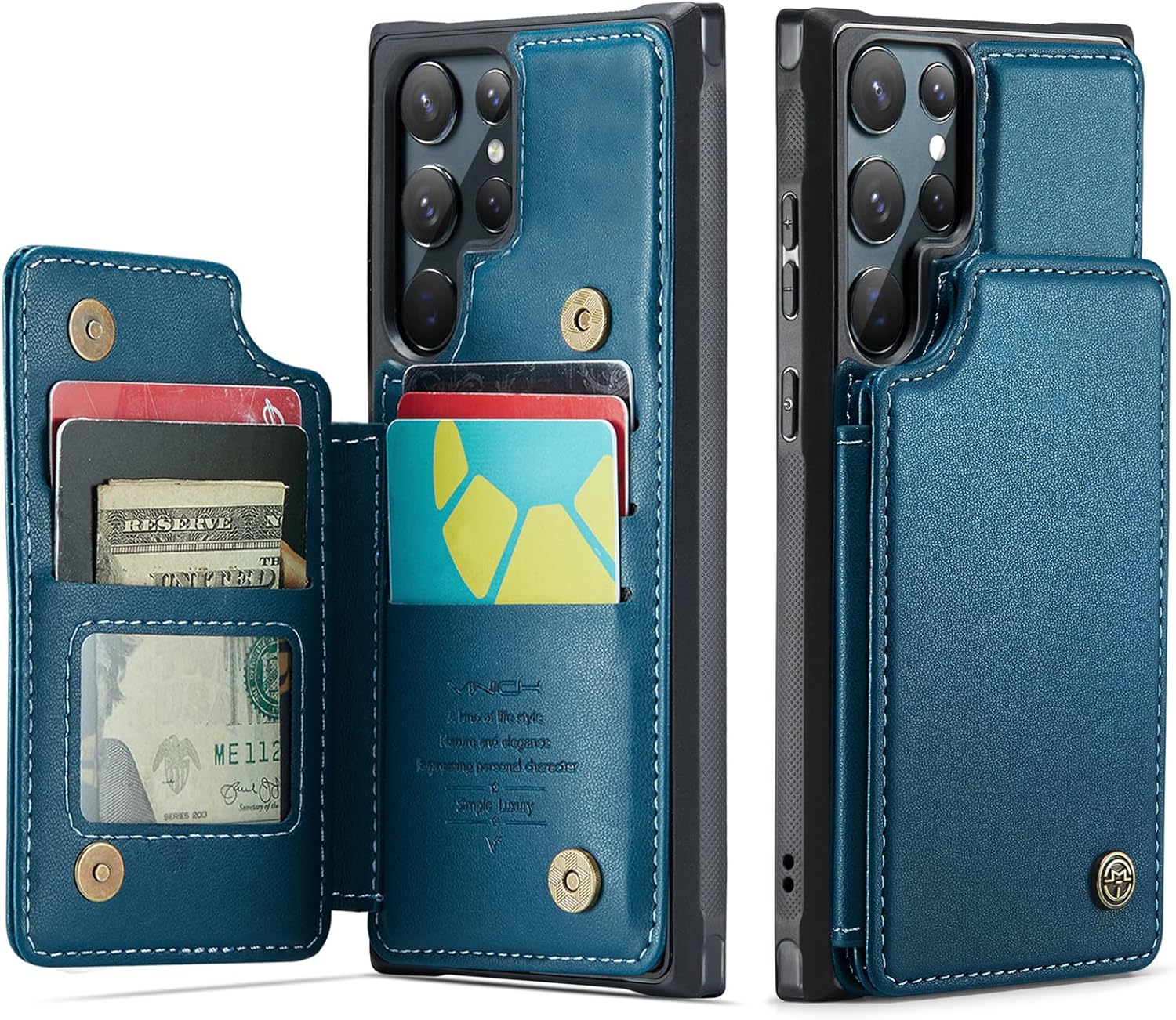 Vinich Funda tipo cartera para Samsung Galaxy S22 Ultra con tarjetero y ranuras de crédito con bloqueo RFID, función atril, a prueba de golpes, para