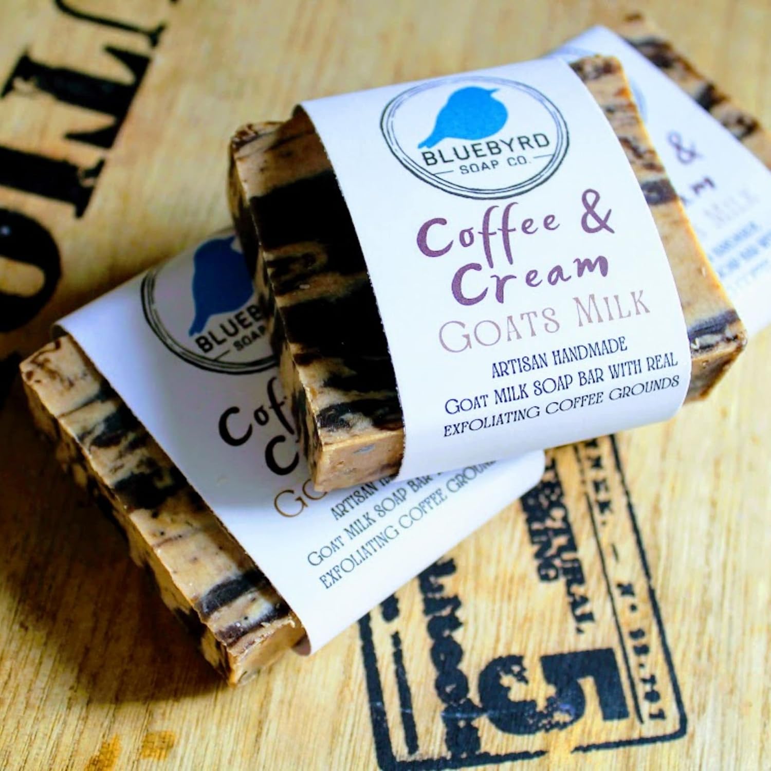 Bluebyrd – Jabón de café y crema exfoliante de leche de cabra  Barras de café orgánico natural  Jabones de barra de leche de cabra hechos a mano,