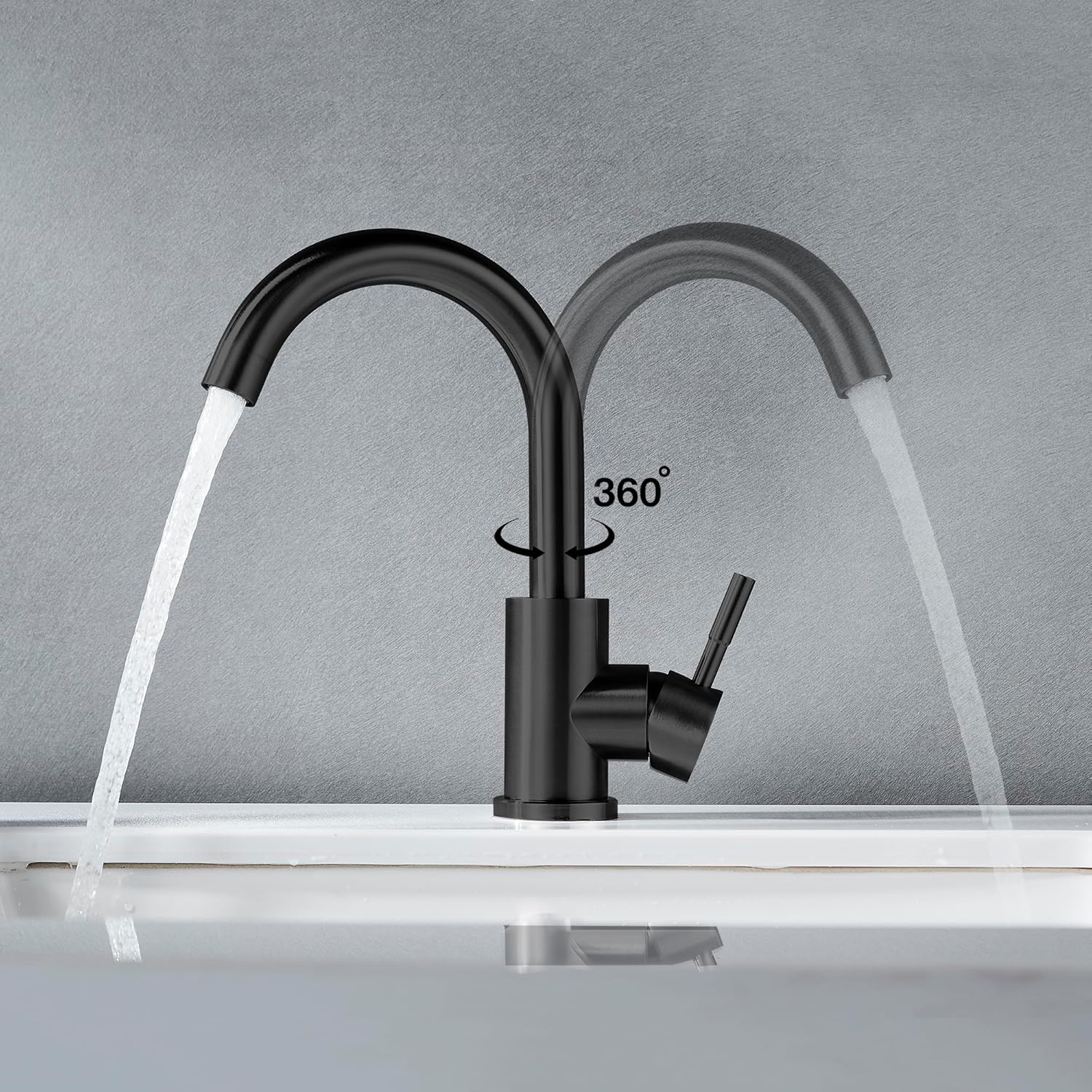 Grifo de fregadero de barra húmeda, de un solo agujero, negro mate de una sola manija para fregadero de cocina o baño, moderno grifo de fregadero de