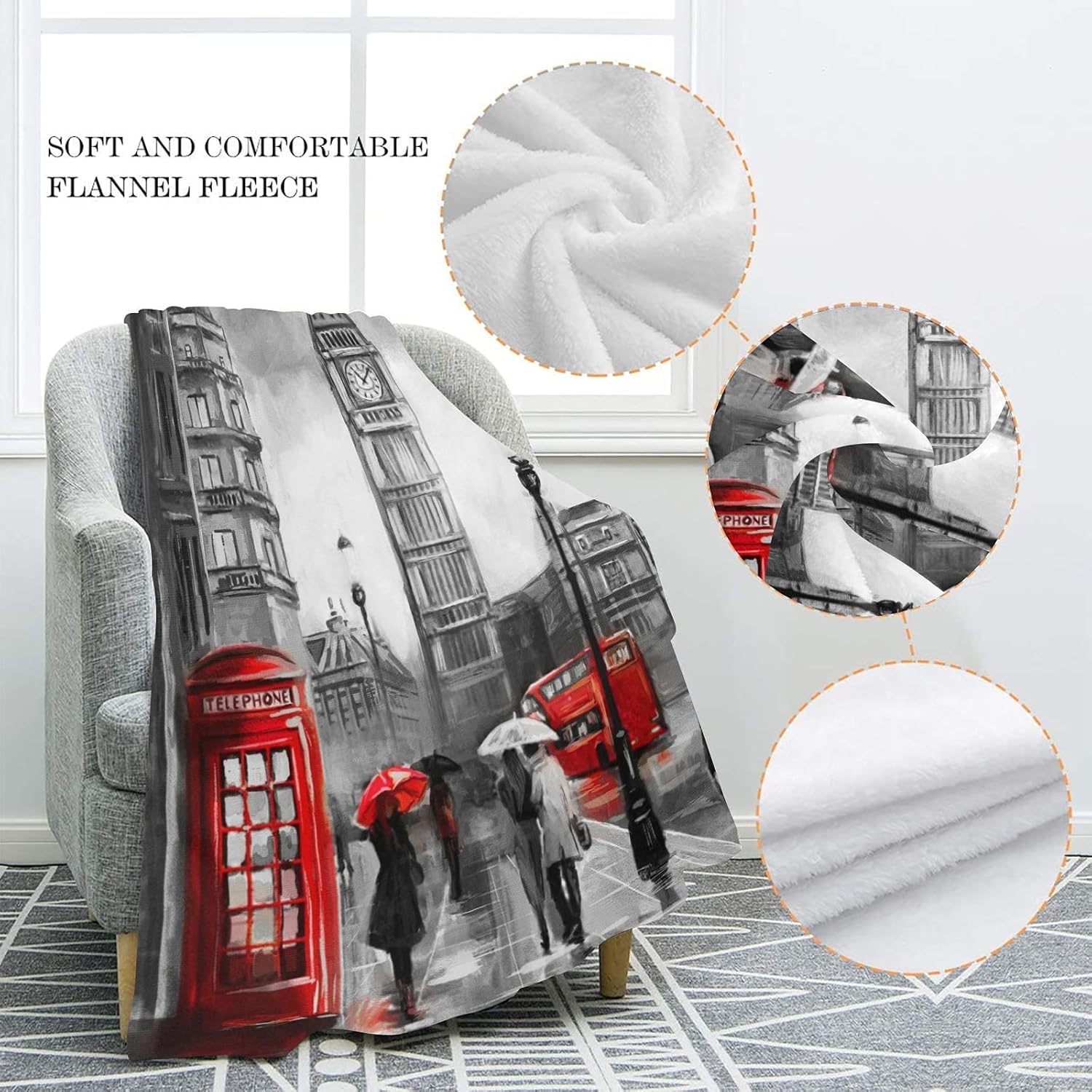 Manta personalizada de Inglaterra Londres Big Ben para bebé, manta personalizada para niños y niñas, cumpleaños, baby shower, perros o mascotas,