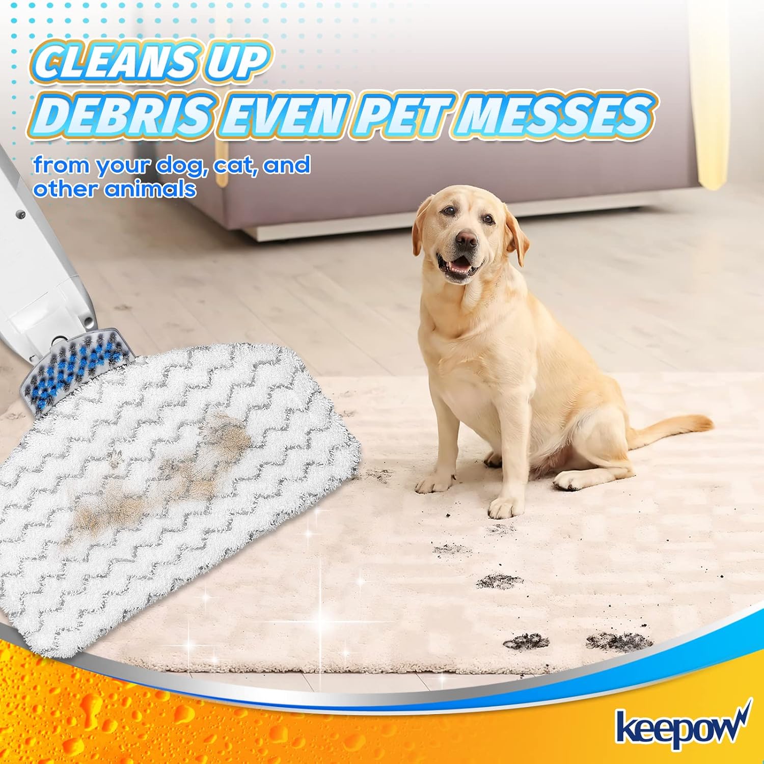 KEEPOW Steam Mop Replacement Pads 2 Pack Compatible with Bissell Powerfresh Steam Mop 1940 1544 1440 Series, Model 1544A, 2075A, 1806, 1940W, 19404,